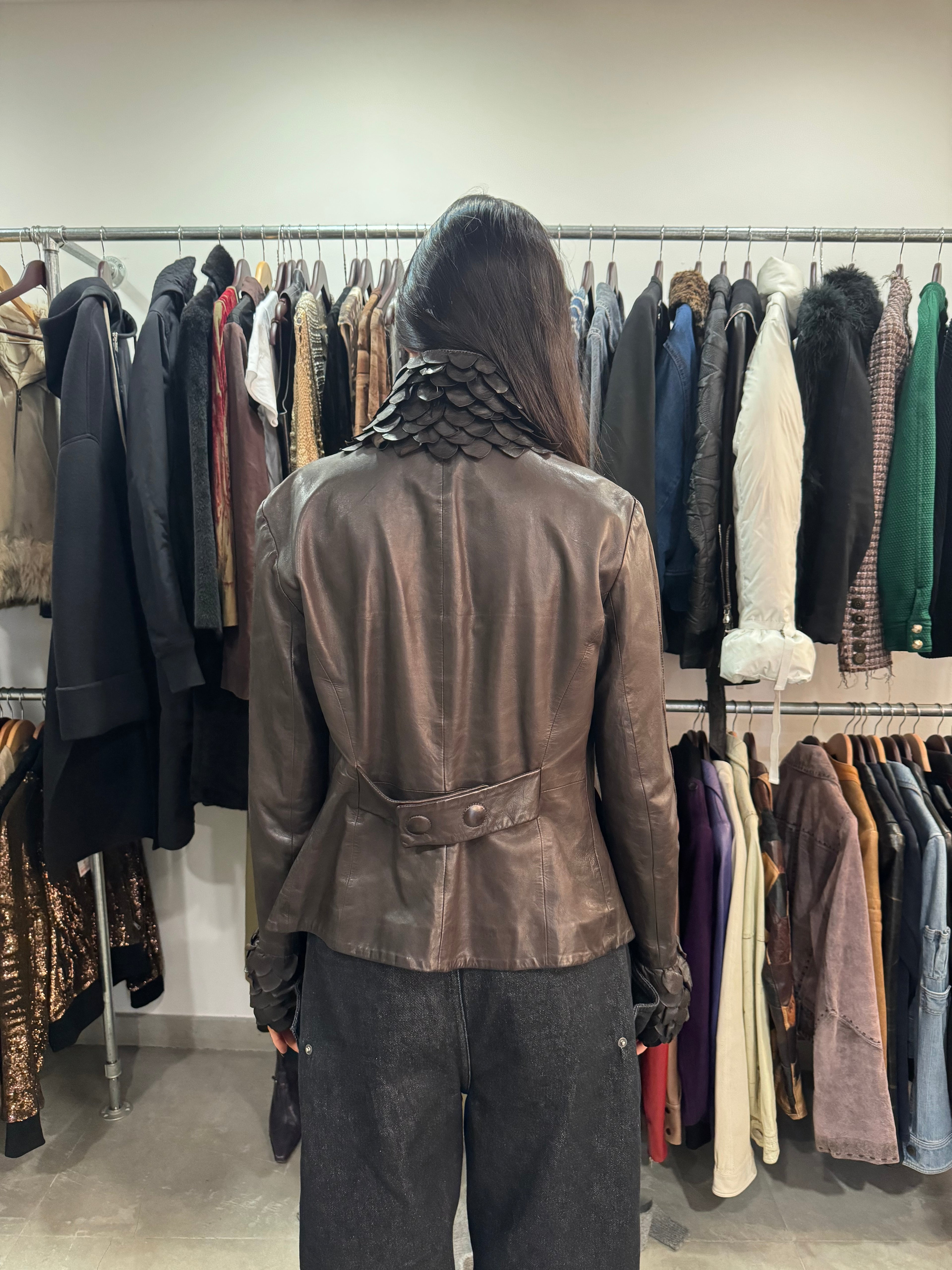 AW2009 Emporio Armani Black Bird Leather Jacket