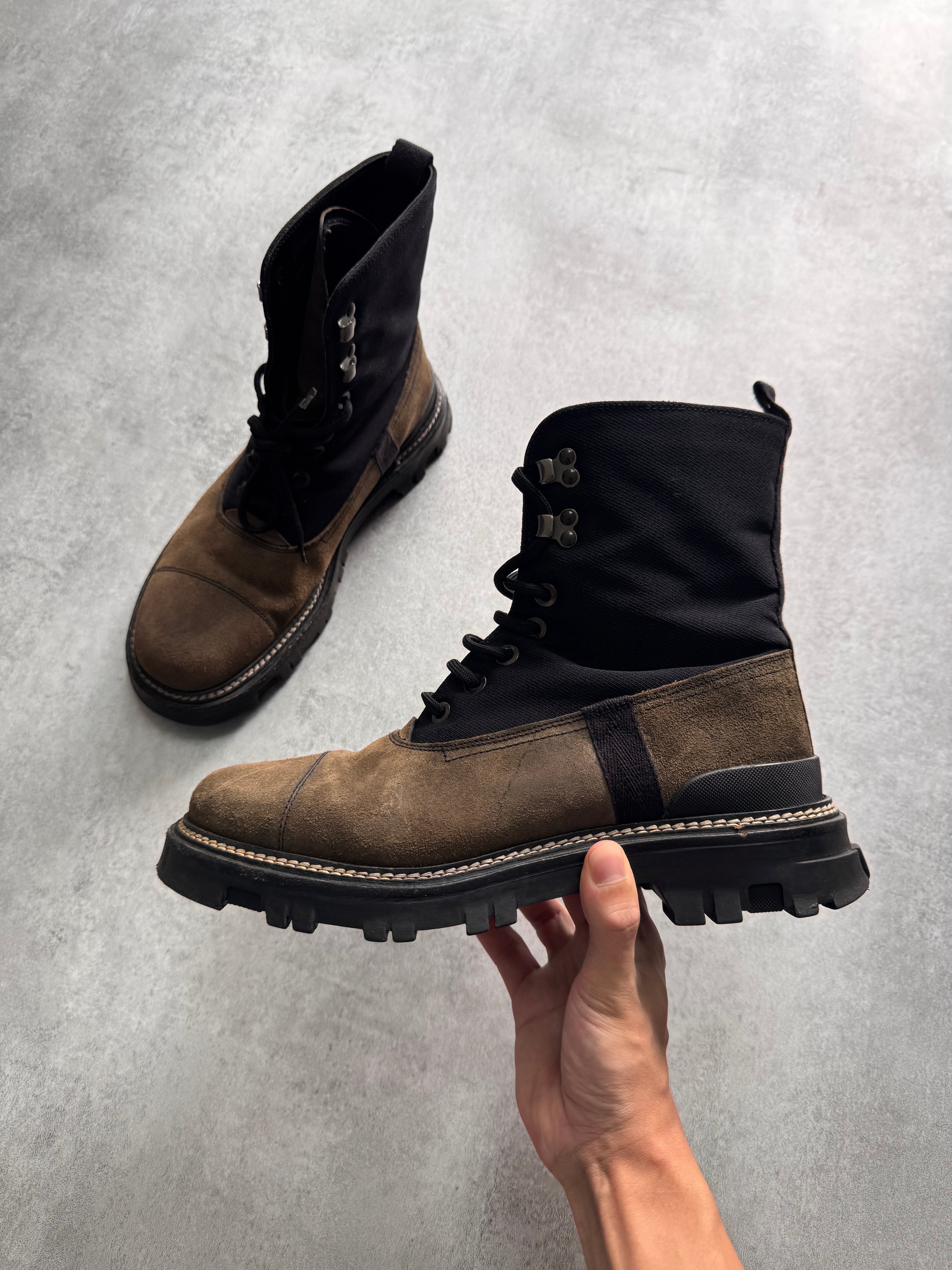 2000s Prada Hiking Suede Hybrid Leather Boots