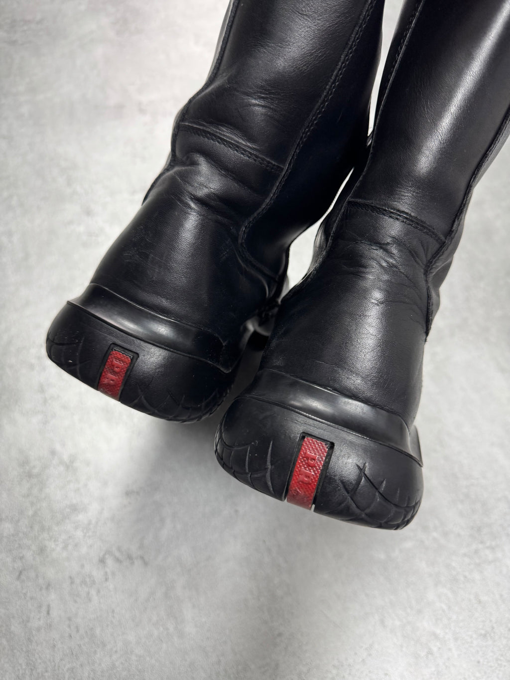 FW1999 Prada Ankle Vibram Black Leather Boots