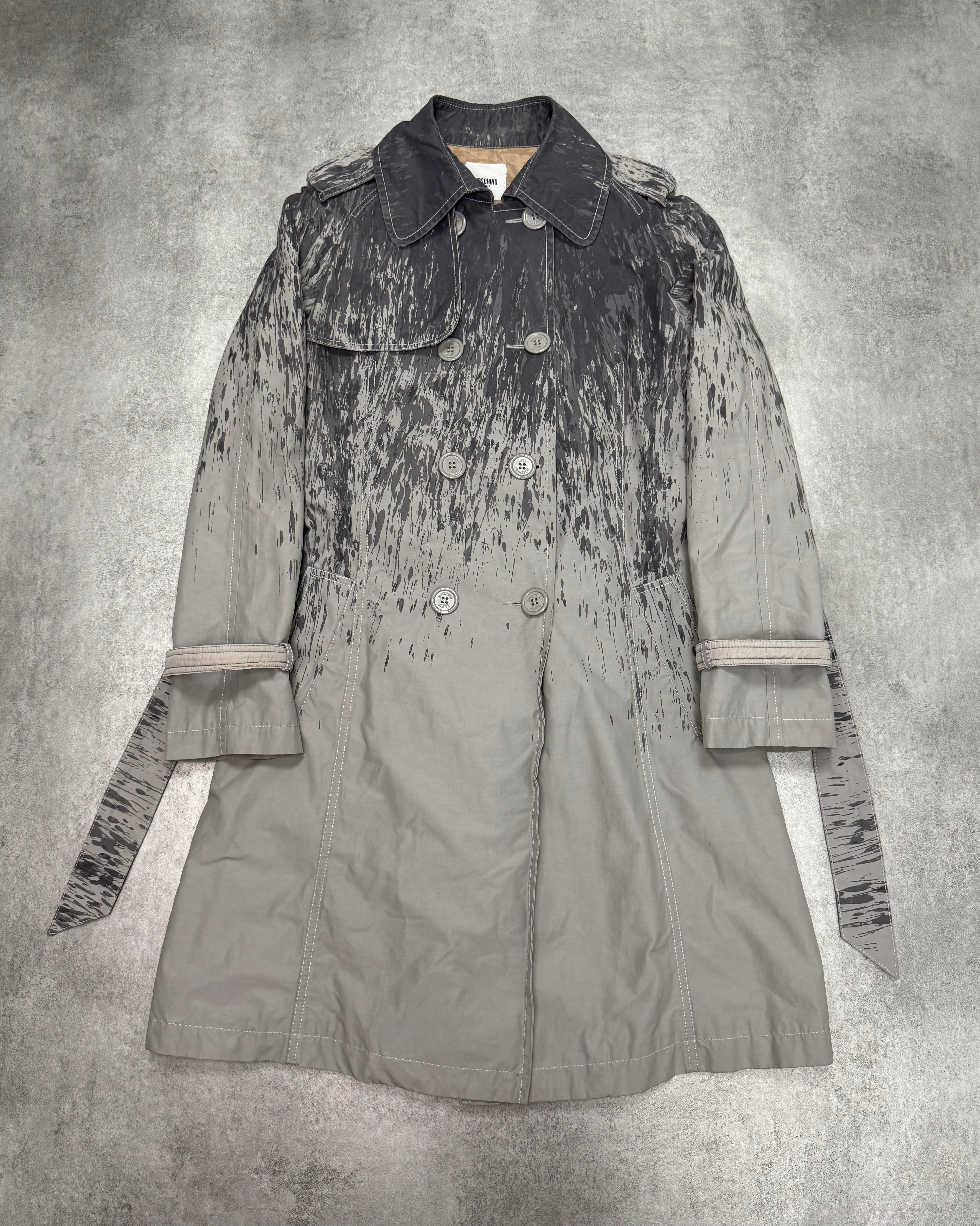 2000年代 モスキーノ グレー ペイント レイン トレンチ コート (XS)