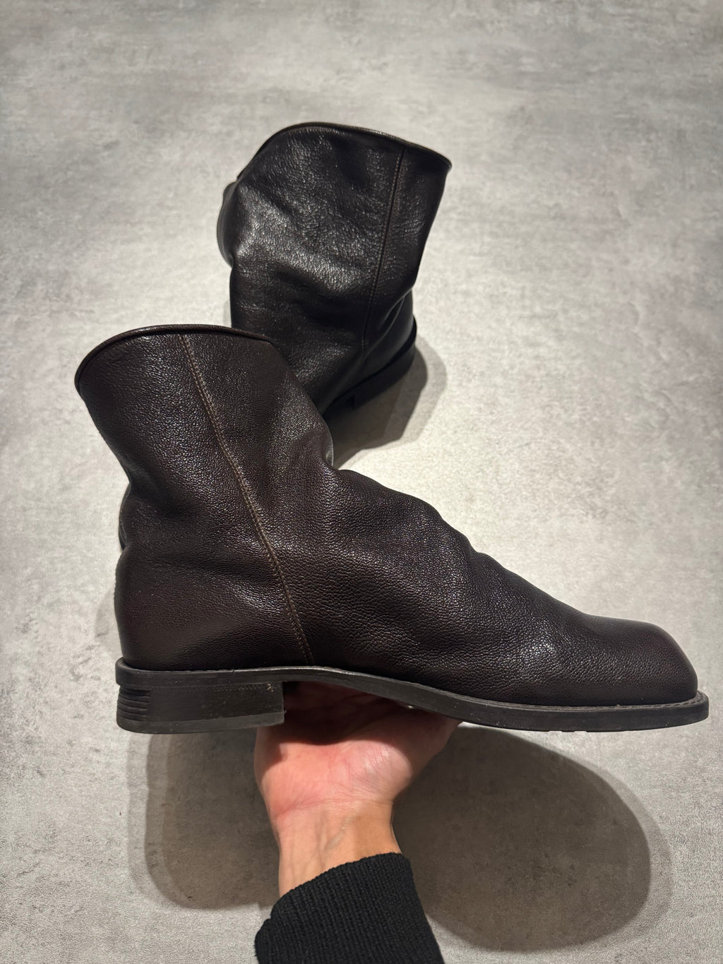 2000s Emporio Armani Brown Wool Leather Boots