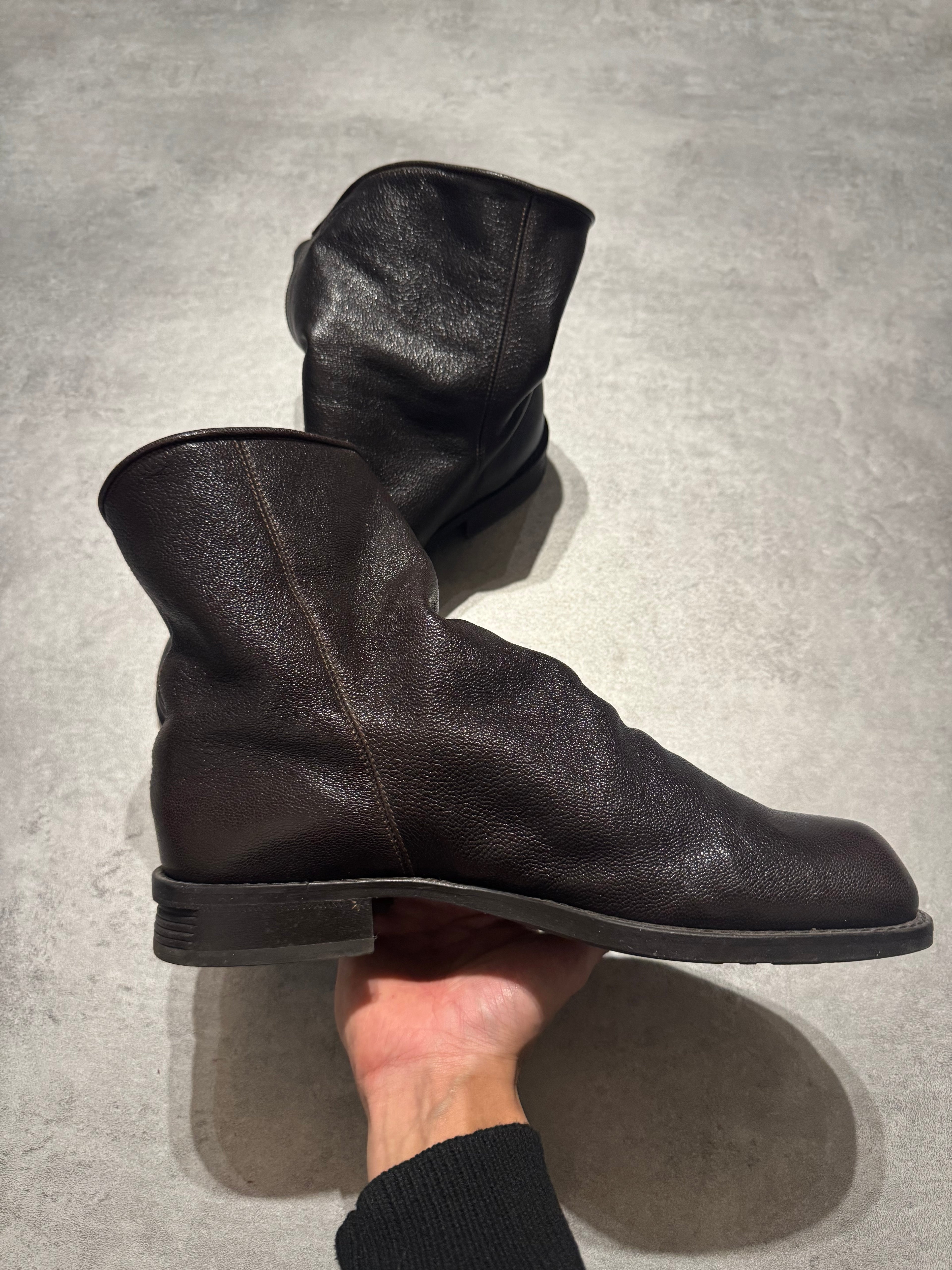 2000s Emporio Armani Brown Wool Leather Boots