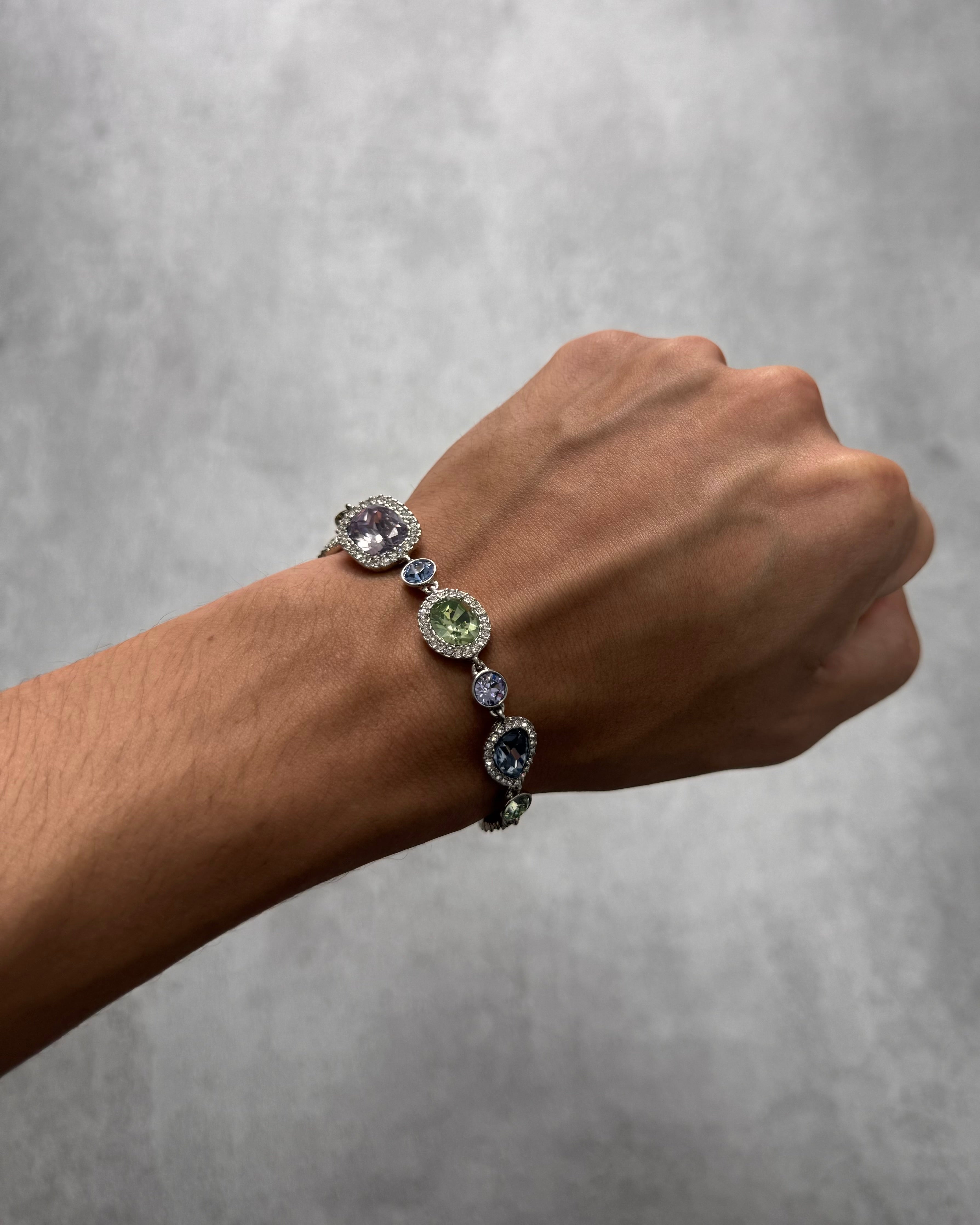 1990s Givenchy Gemstones Reversible Stainless Steel Bracelet