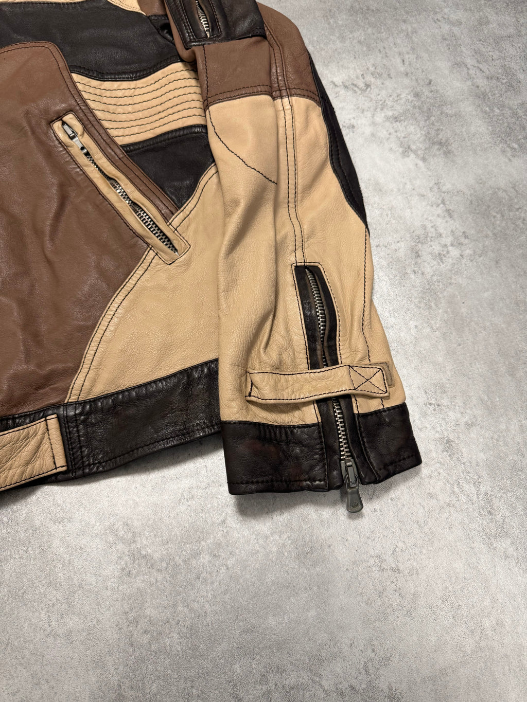 SS2004 Dolce & Gabbana Paneled Racer Leather Jacket (S/M)