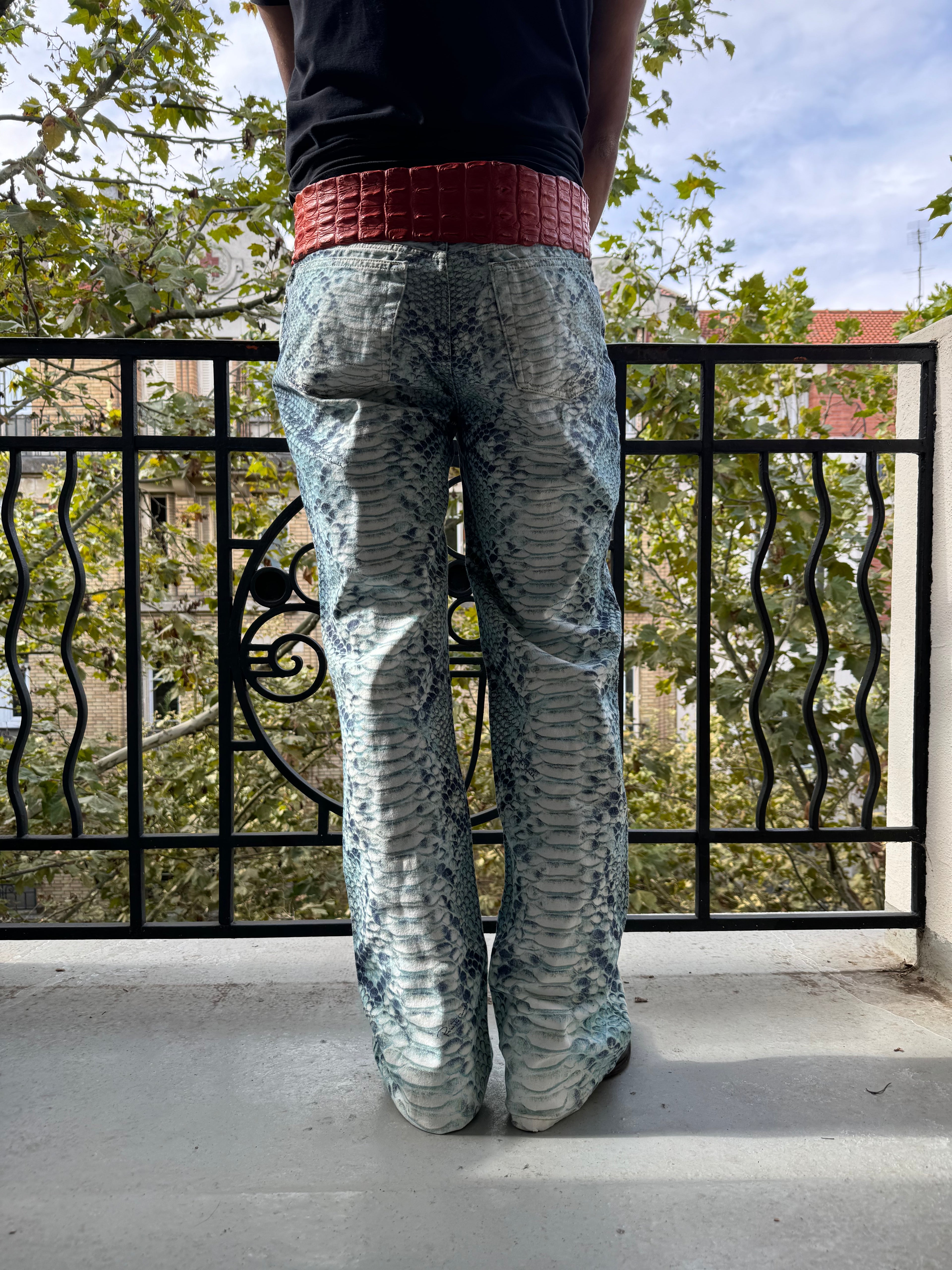 AW2002 Roberto Cavalli Aqua Scales Python Effect Pants