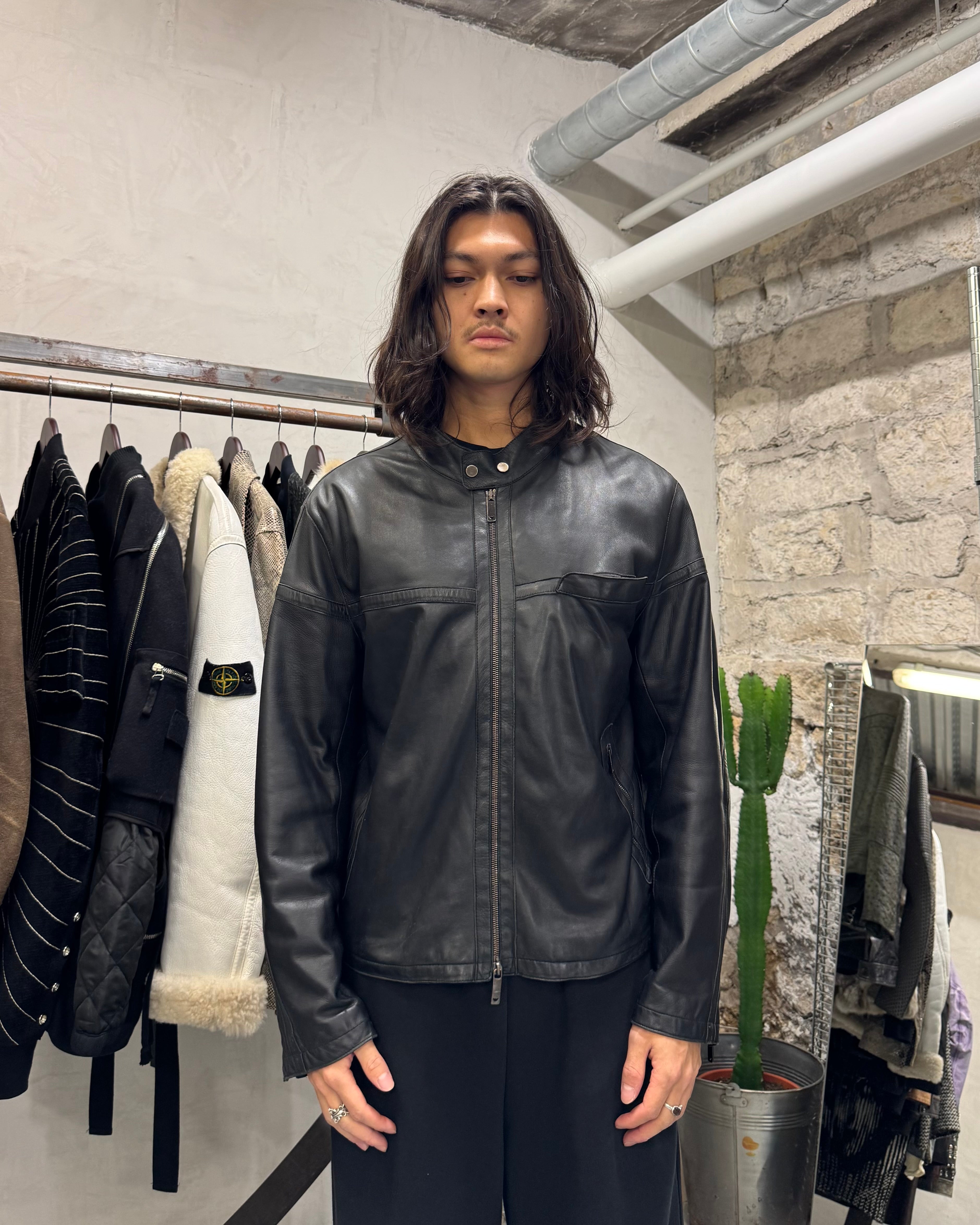 AW2005 Emporio Armani Biker Black Leather Jacket