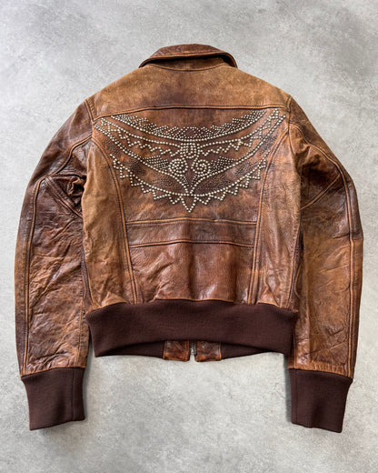 AW2007 Valentino Studded Bomber Leather Jacket (S)