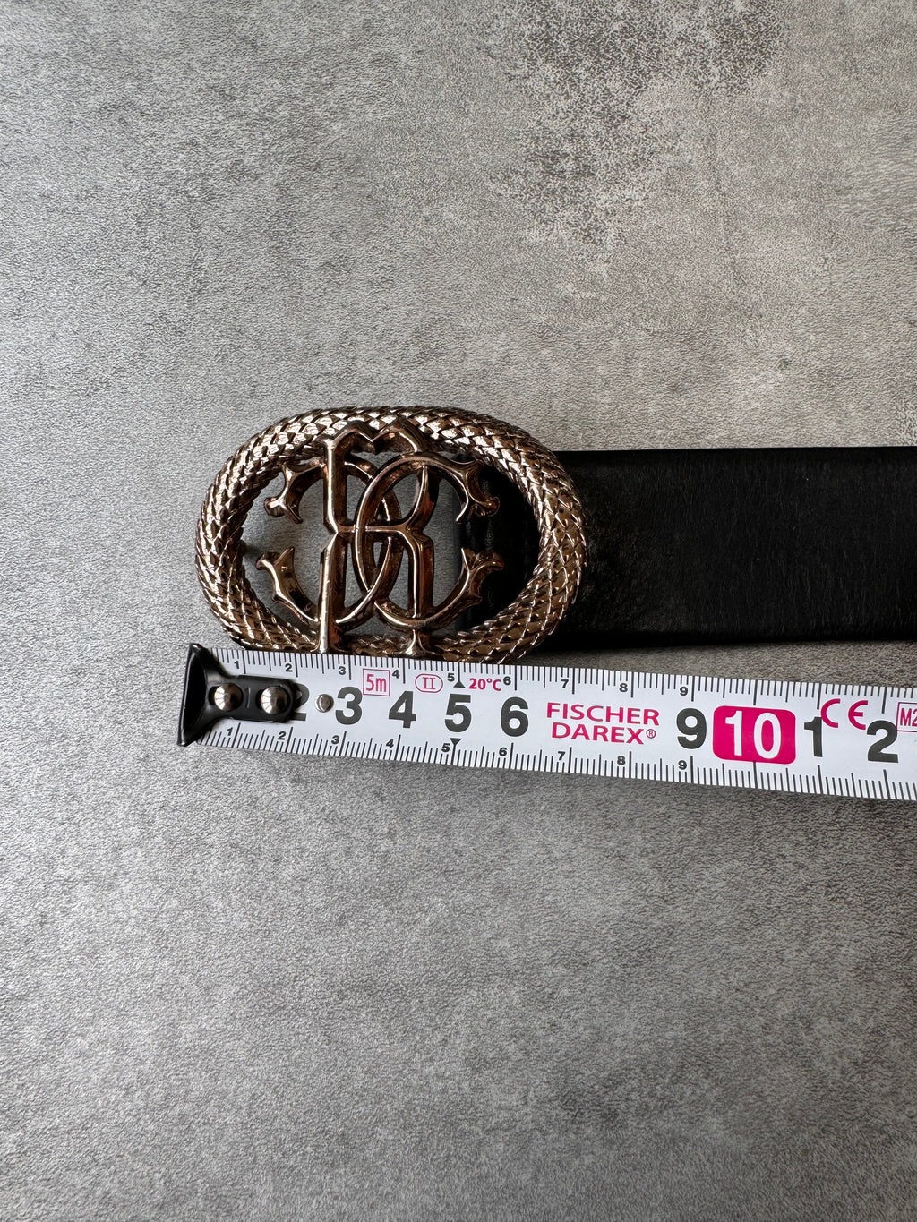 Roberto Cavalli Golden Pink Snake Buckle Black Leather Belt