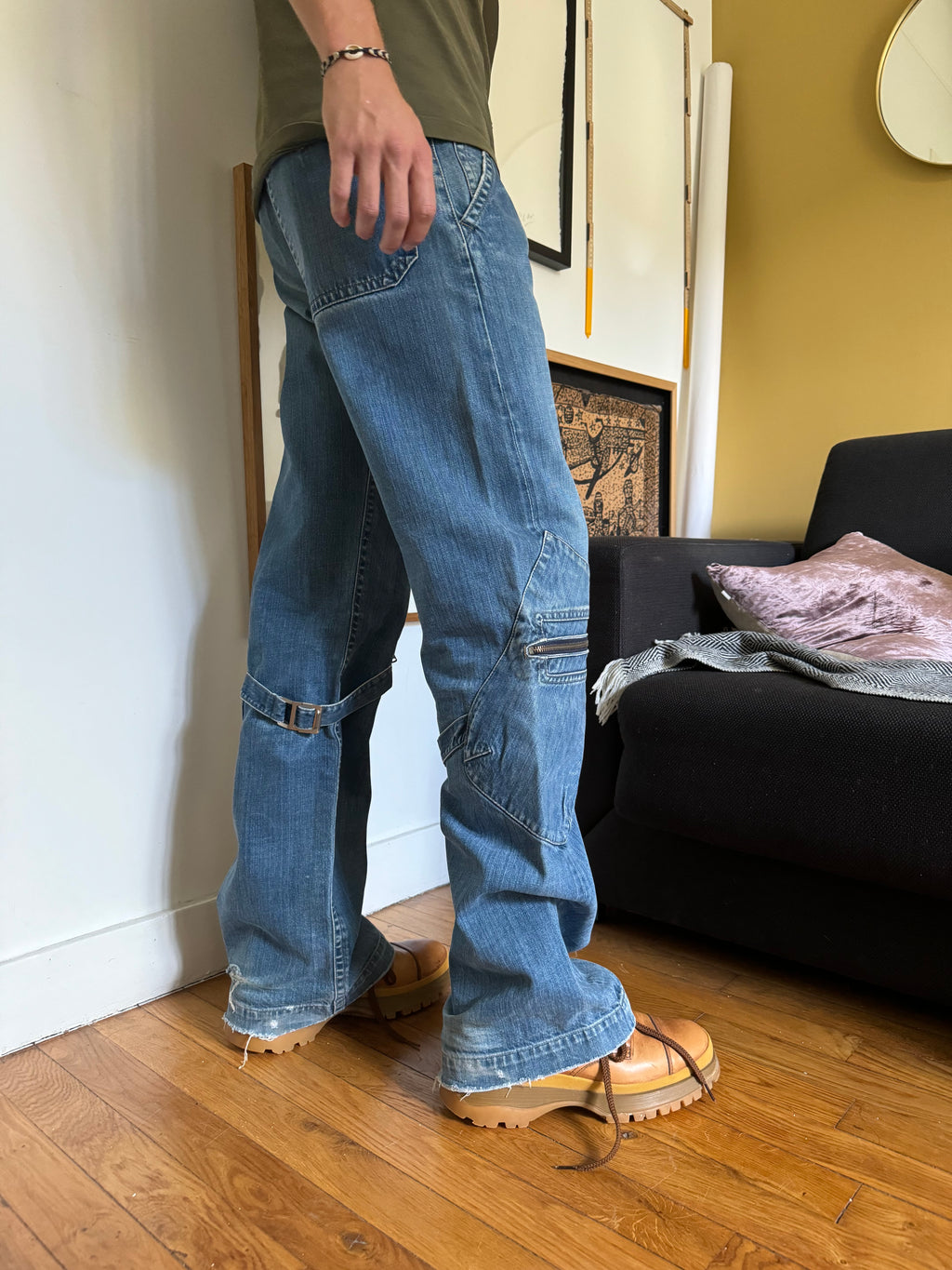 2000s Armani Bondage Cargo Denim Jeans