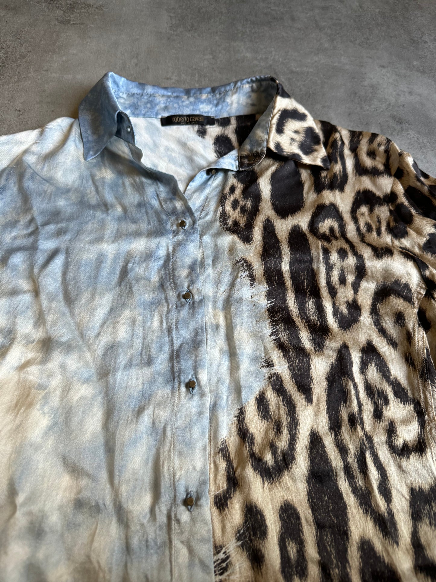 2000s Roberto Cavalli Silk Leopard Shirt  (S) - 6