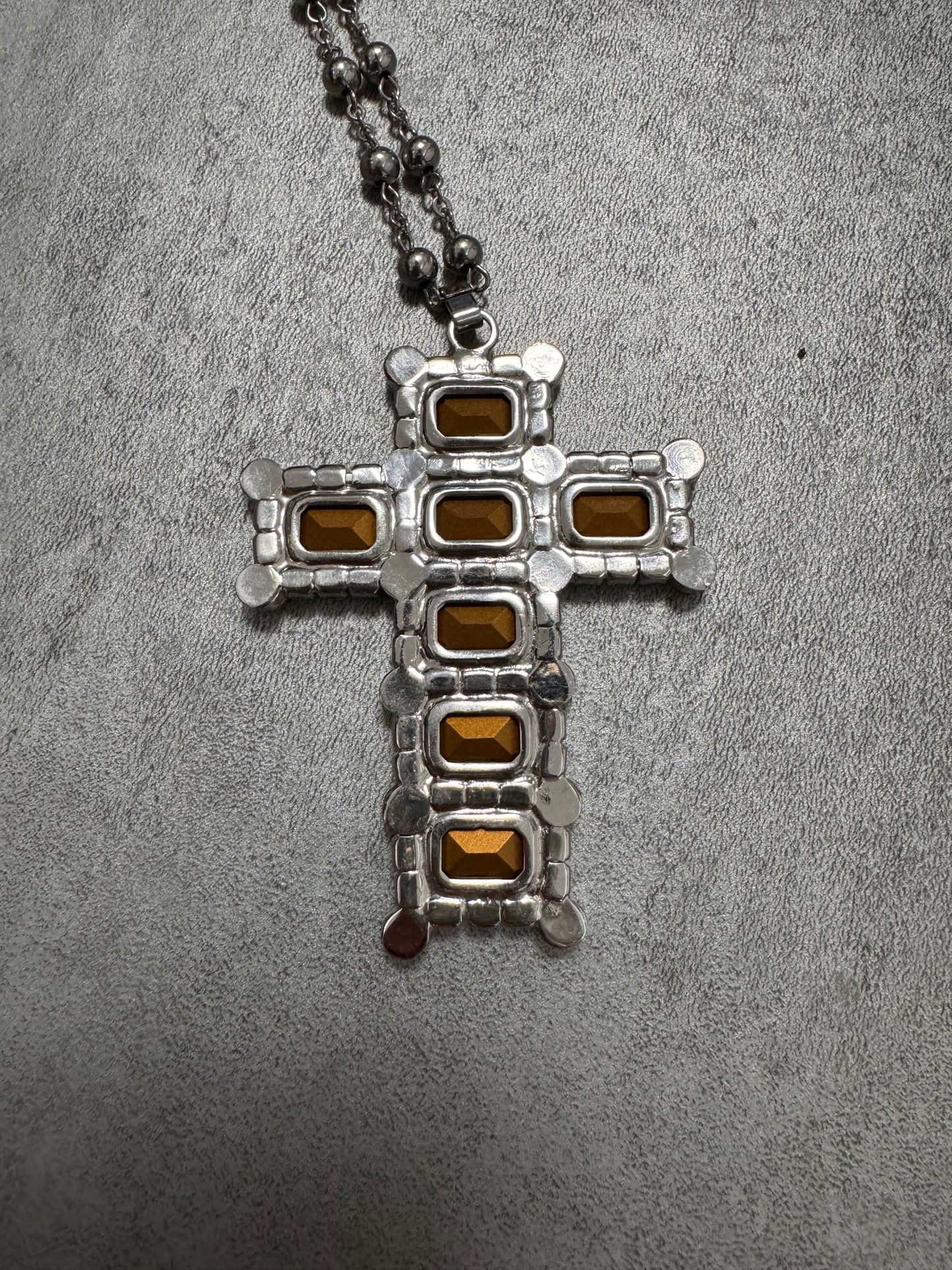 Dolce & Gabbana Cristal Sliver Cross Necklace (OS)