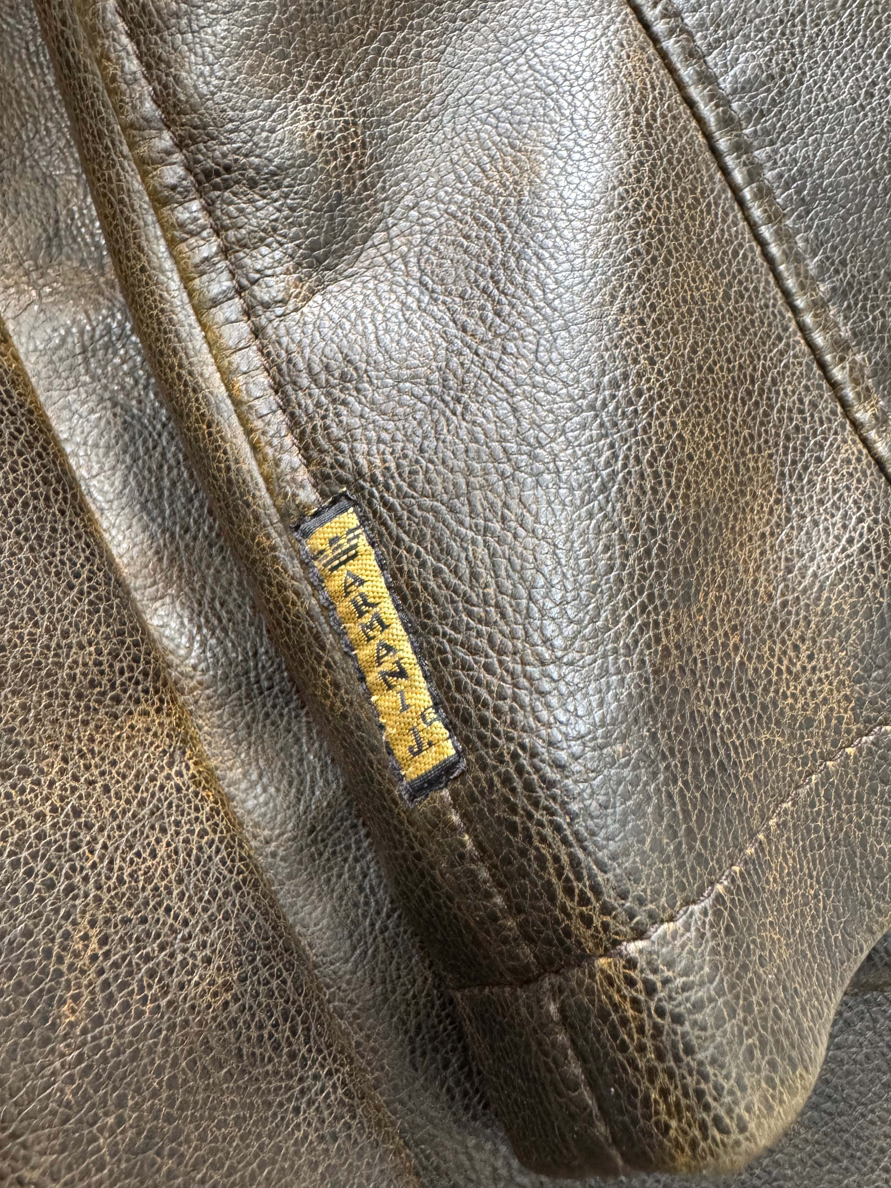 2000s Armani Biker Relief Leather Jacket