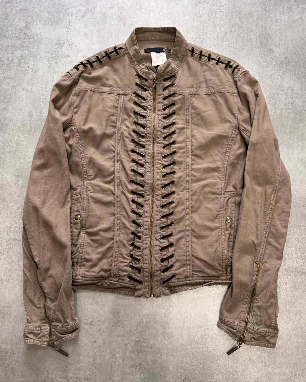 SS2006 Cavalli Laces Beige Denim Jacket