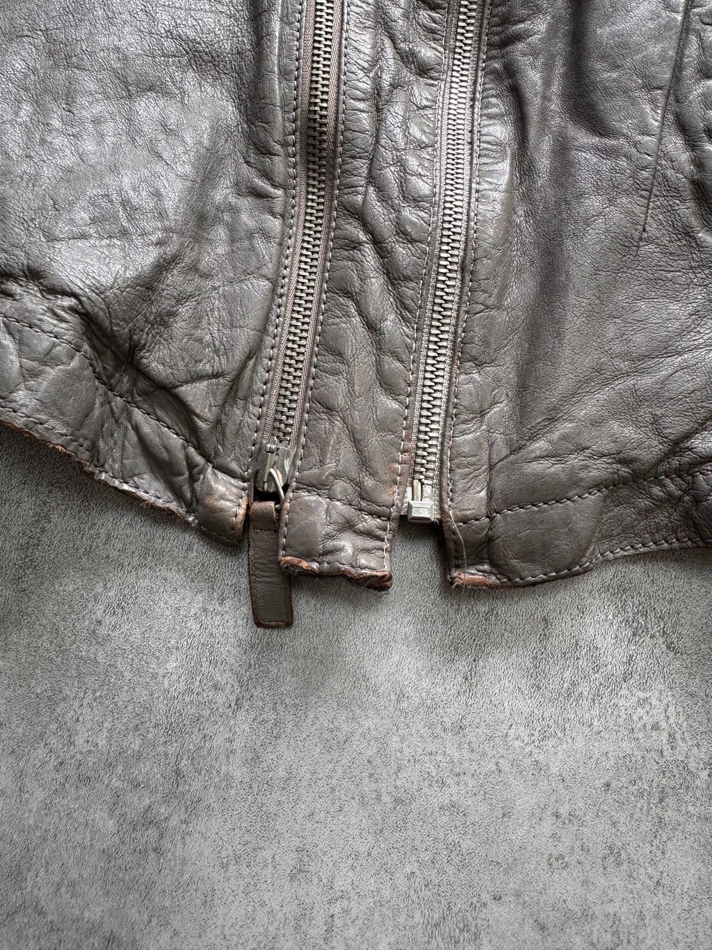 SS2012 Emporio Armani Asymmetrical Brut Leather Jacket