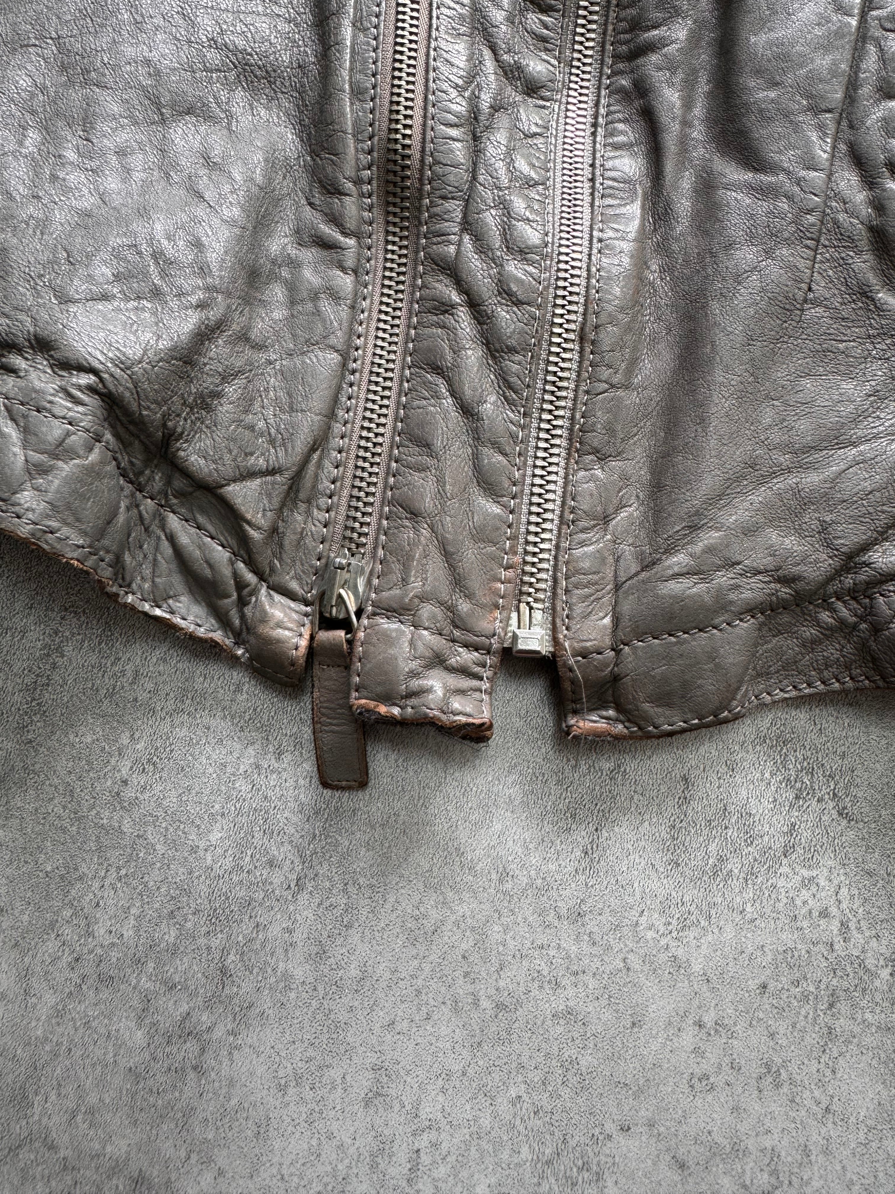 SS2012 Emporio Armani Asymmetrical Brut Leather Jacket