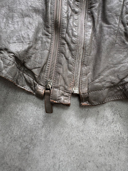 SS2012 Emporio Armani Asymmetrical Brut Leather Jacket (S/M)