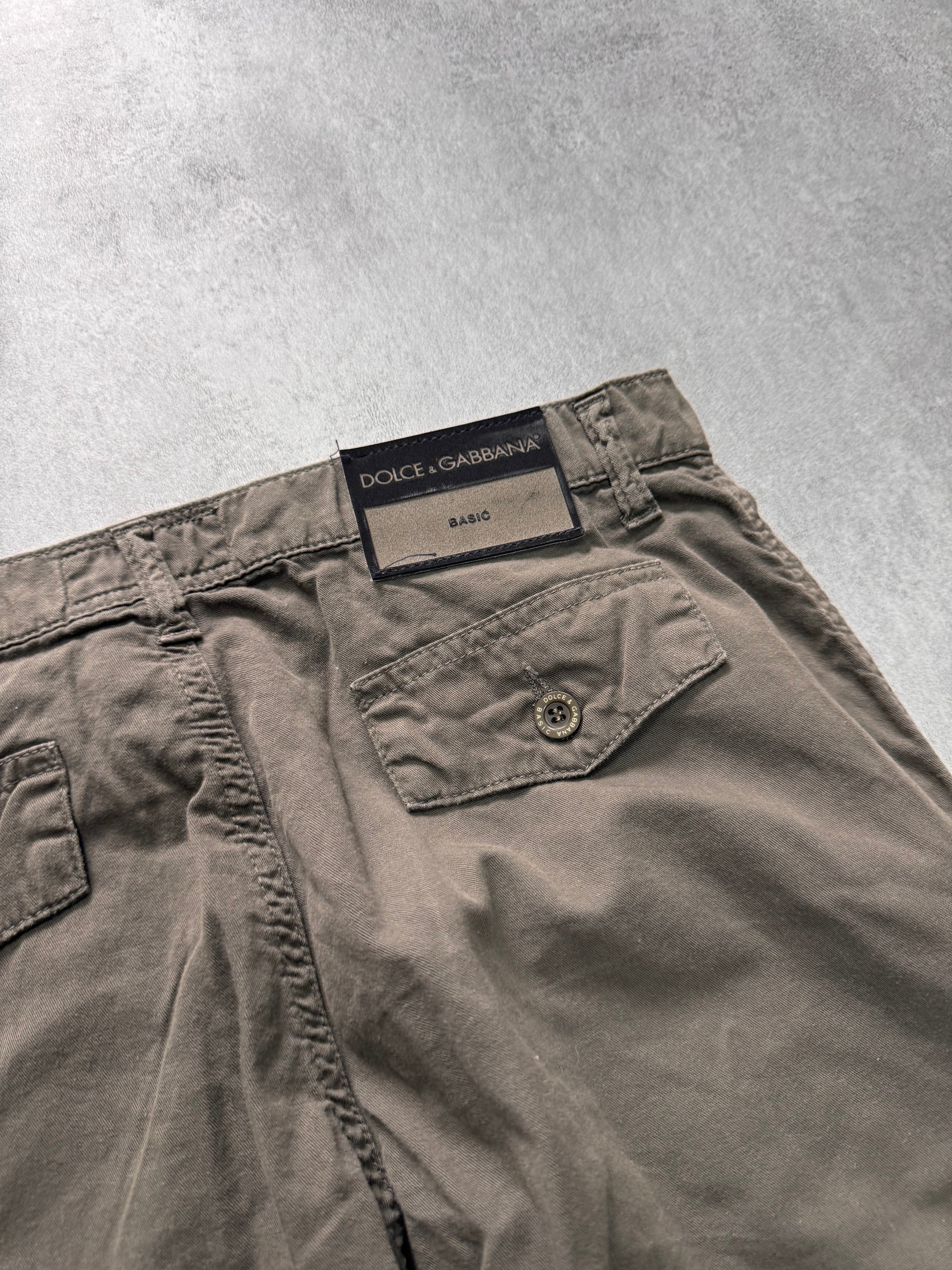 2000s Dolce & Gabbana Basic Studded Cargo Olive Pants