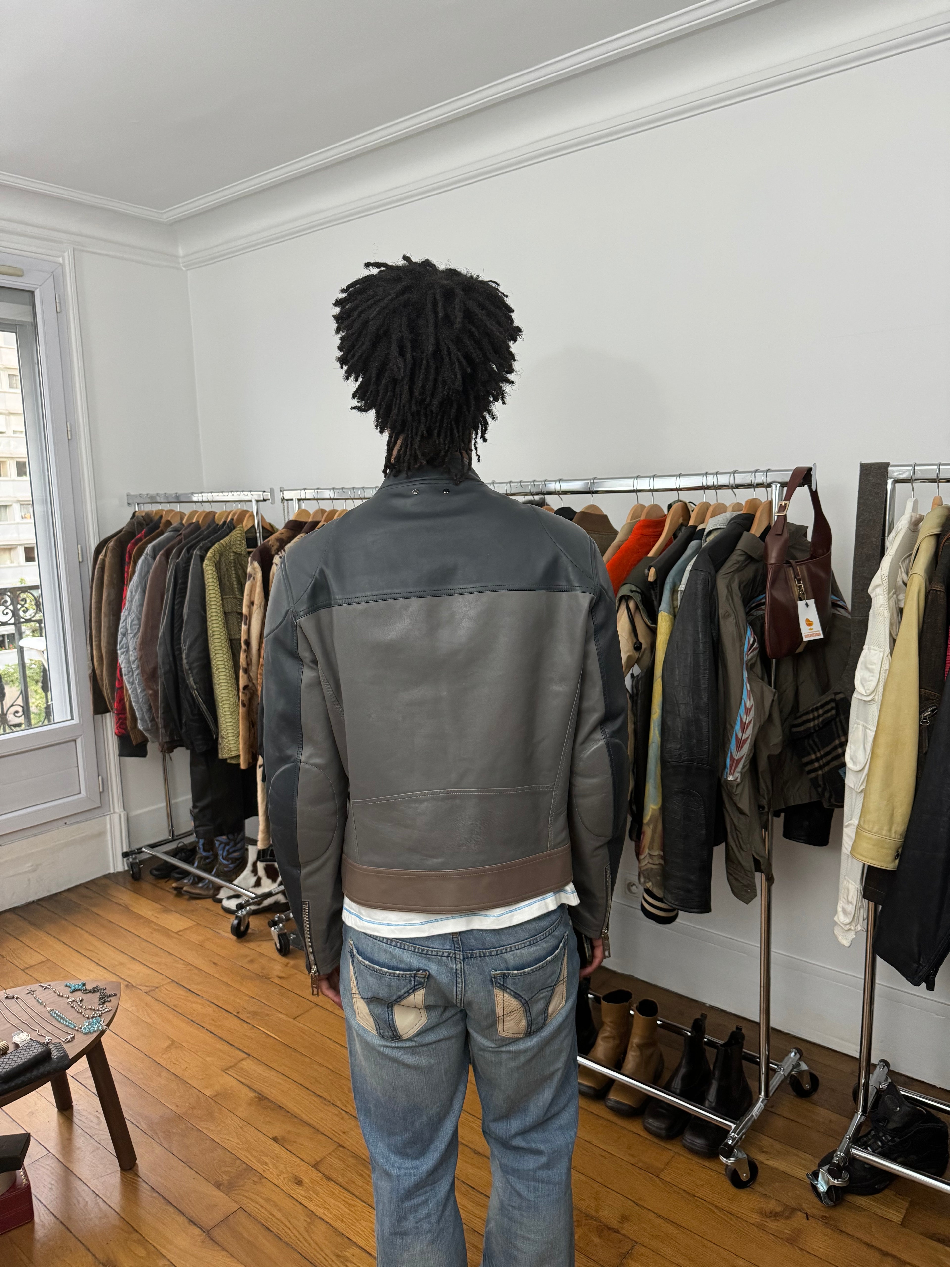 Louis Vuitton Racing Cafe Biker Padded Leather Jacket