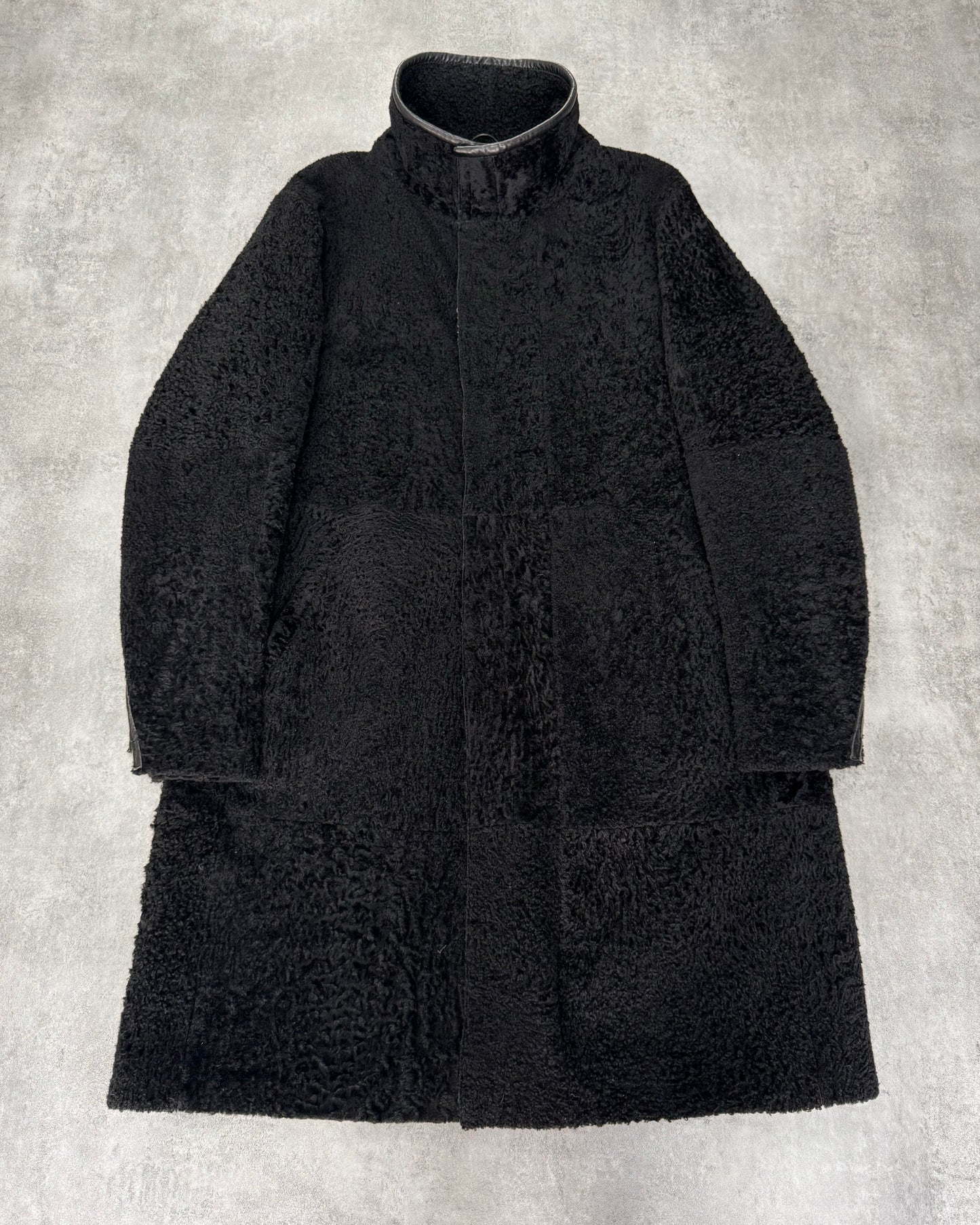 1990s Giorgio Armani Astrakan Sheep Fur Trench Coat (M/L)