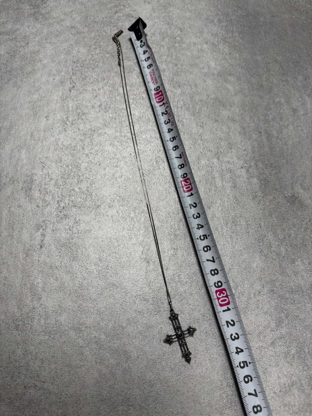 Saint Laurent Gothic Pearls Cross Pendant Necklace