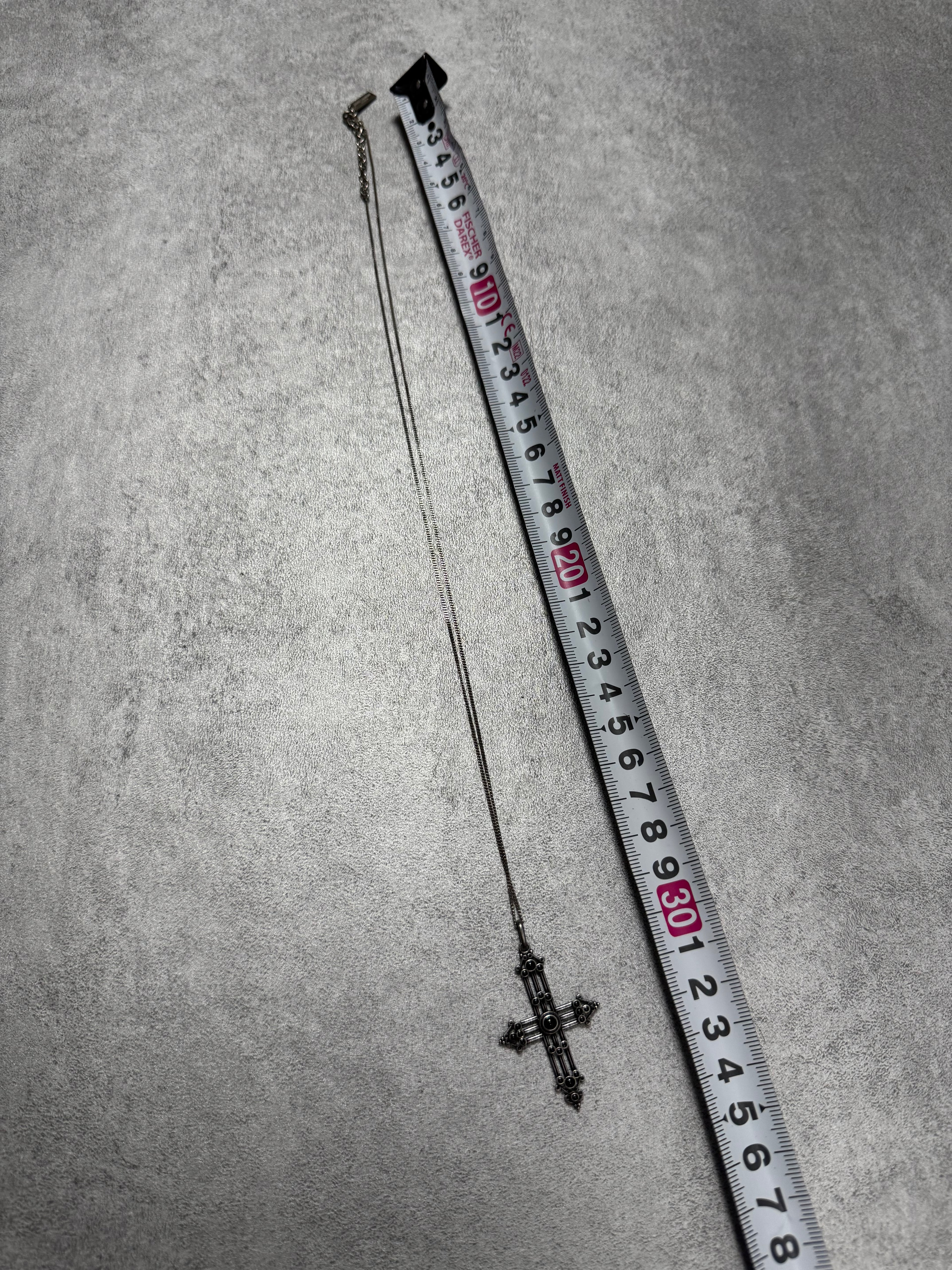 Saint Laurent Gothic Pearls Cross Pendant Necklace