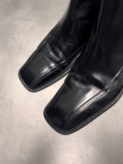 Prada Class Ankle Black Leather Boots (42eu/us8,5)