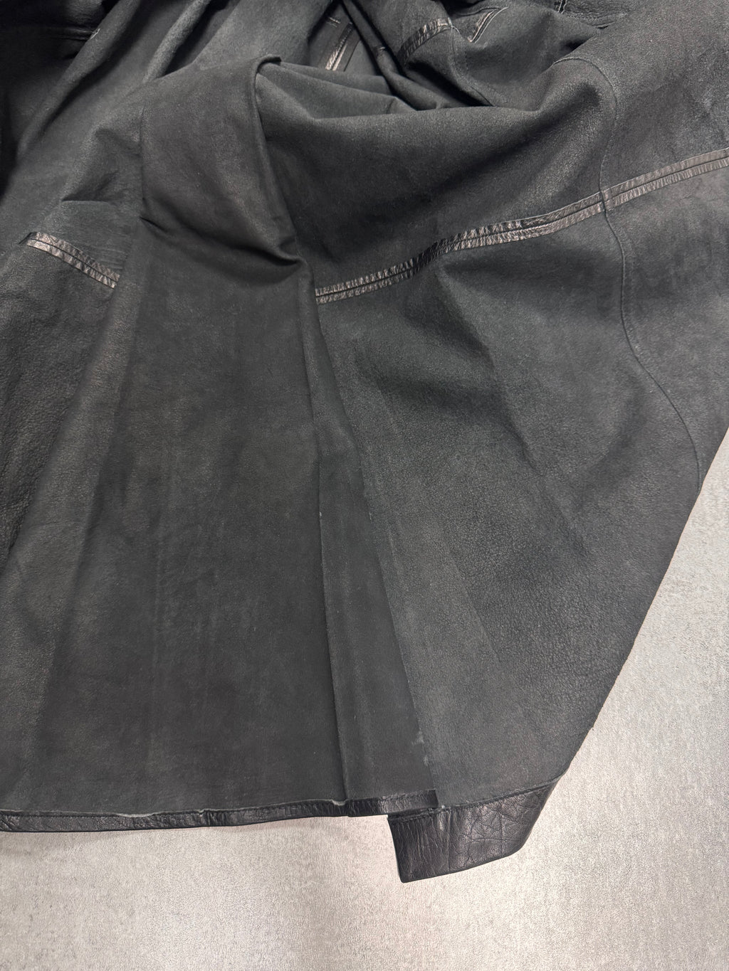 AW2023 Emporio Armani Black Buffalo Leather Trench Coat