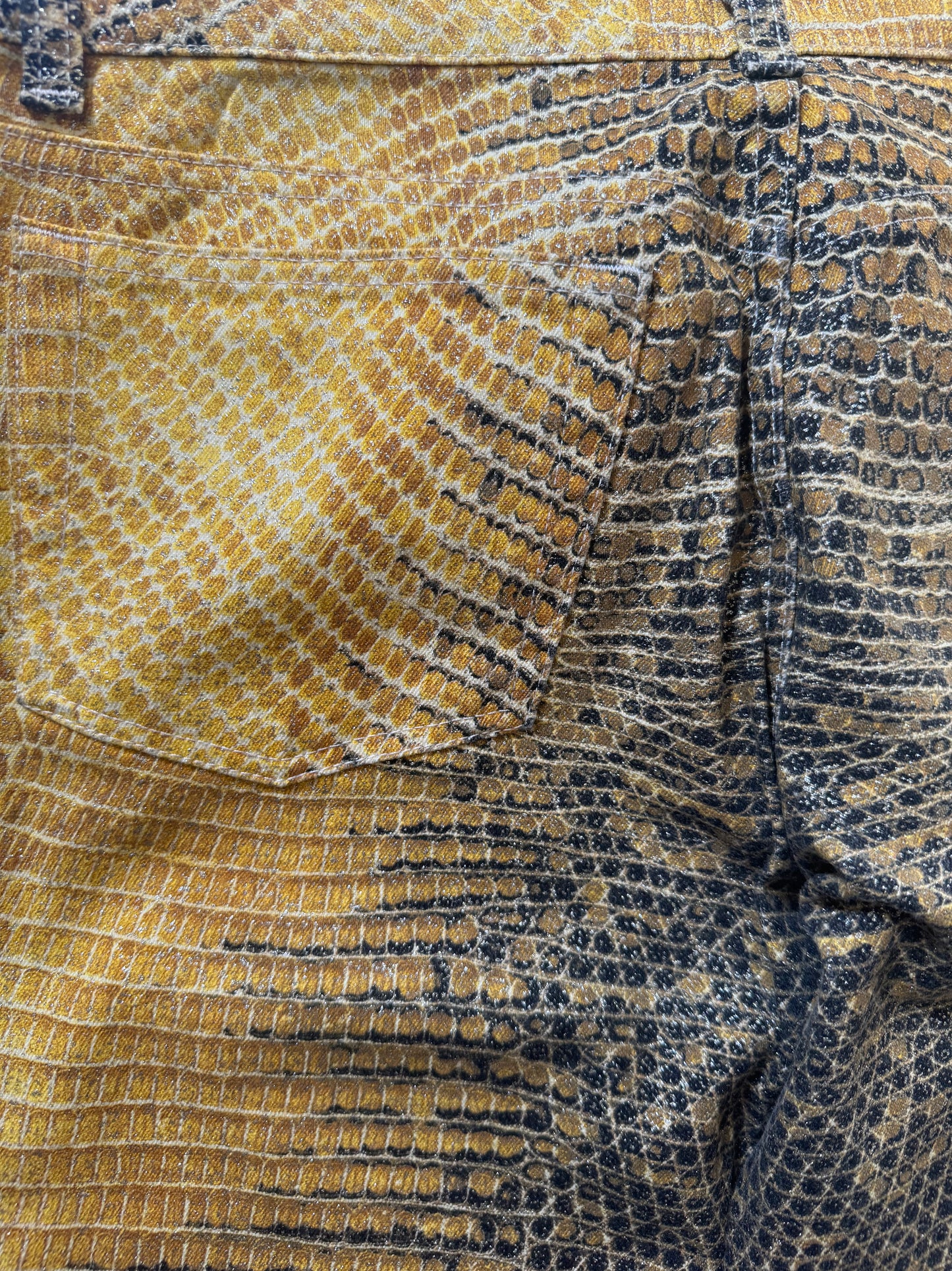 1990s Roberto Cavalli Bees Yellow Scales Pants (M)