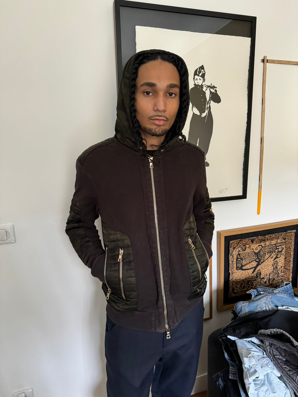 2000s Balmain Camo Multi Zips Comfort Sweater