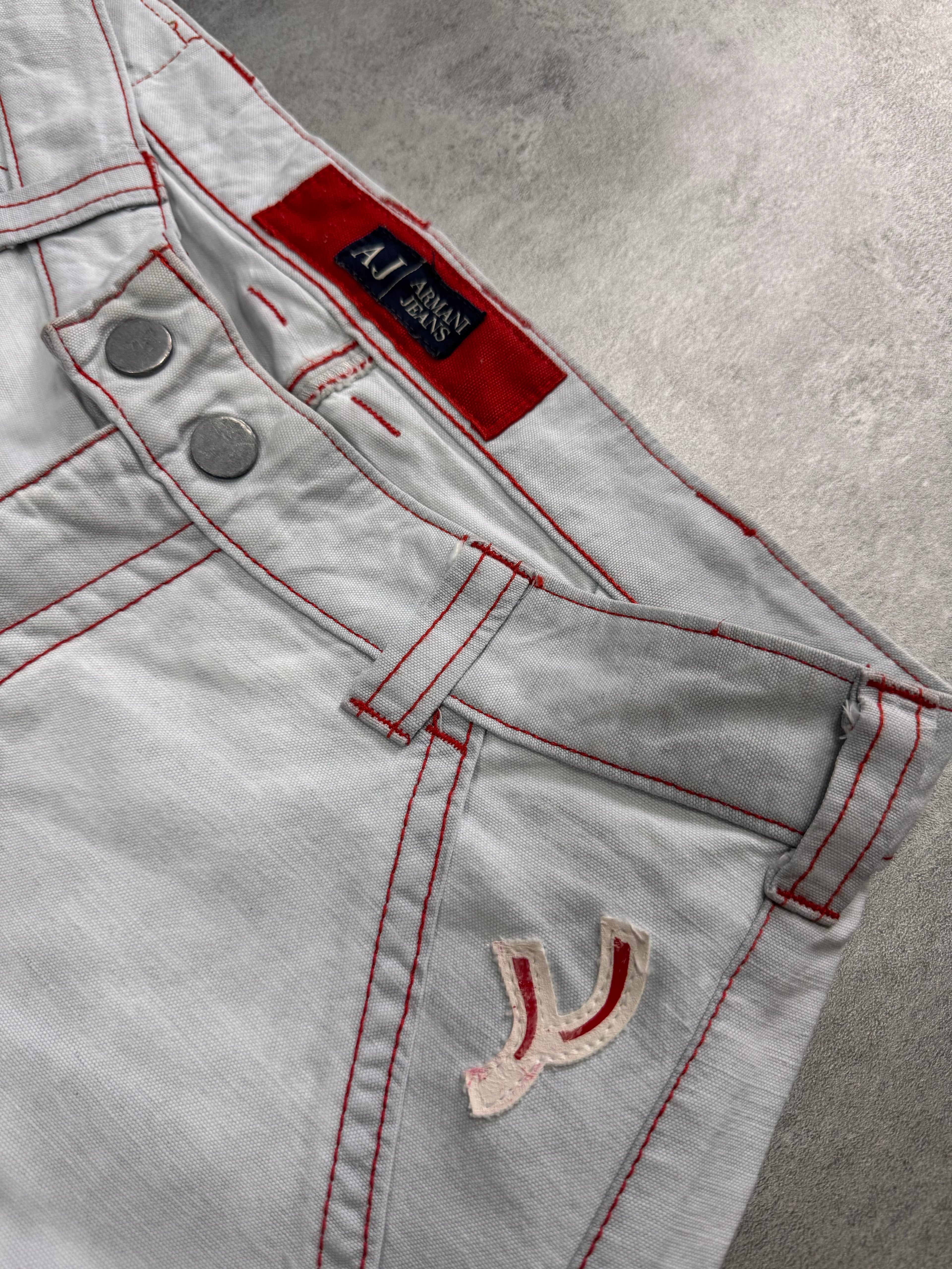 2000s Armani Biker Cargo White Pants