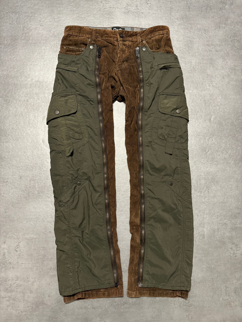 AW2004 Dolce & Gabbana Aviator Full Zip Detachable Cargo Velvet & Nylon Pants (M/L) - 7