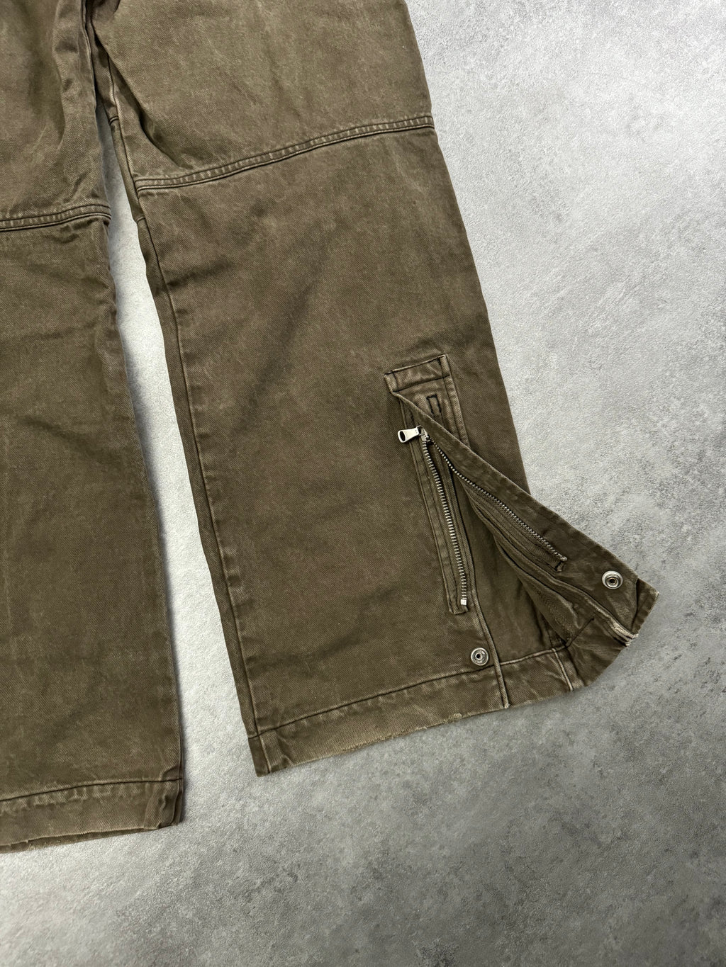 2000s Armani Olive Cargo Wide Pants  (L) - 3