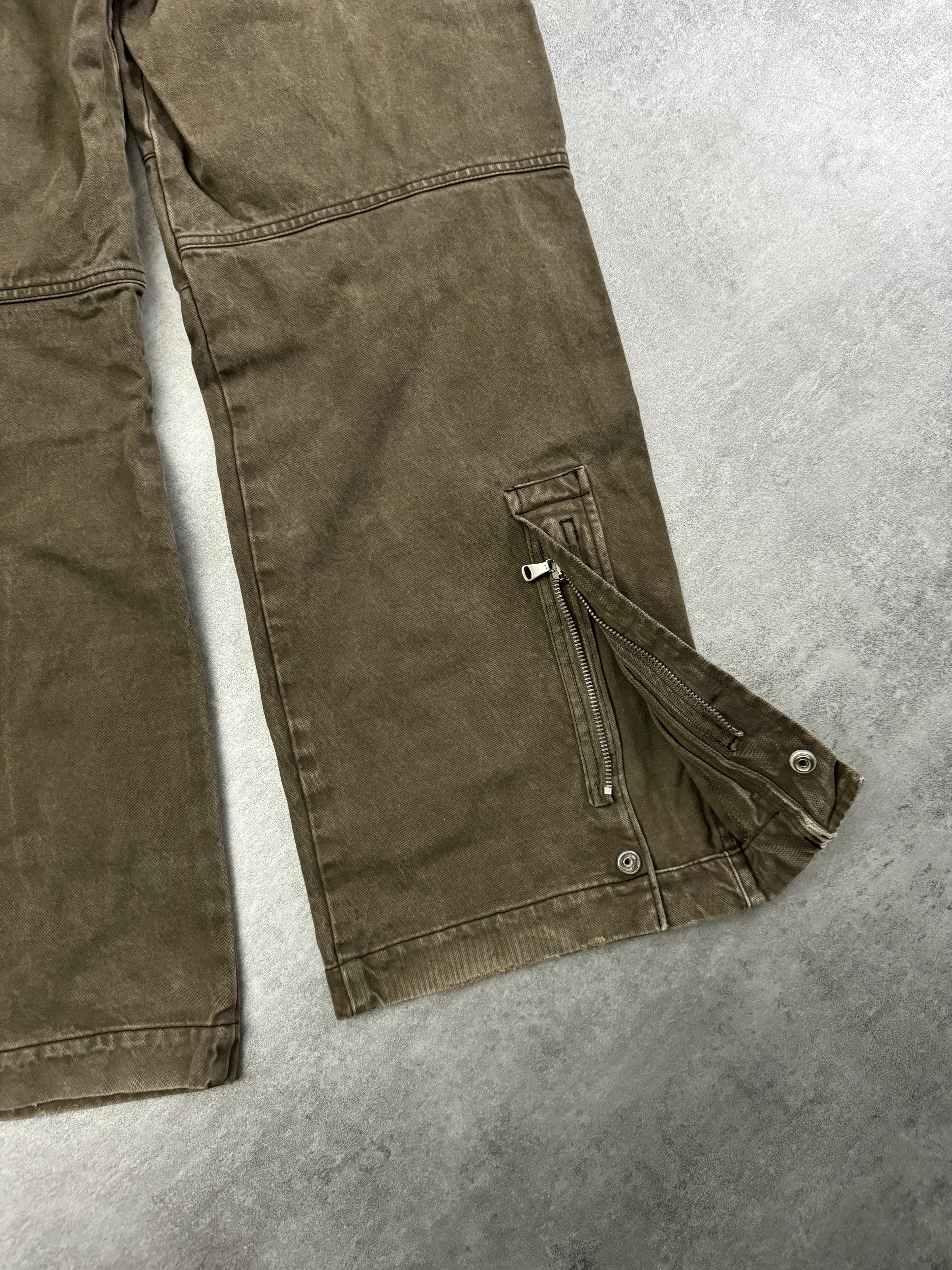 2000s Armani Olive Cargo Wide Pants  (L) - 3