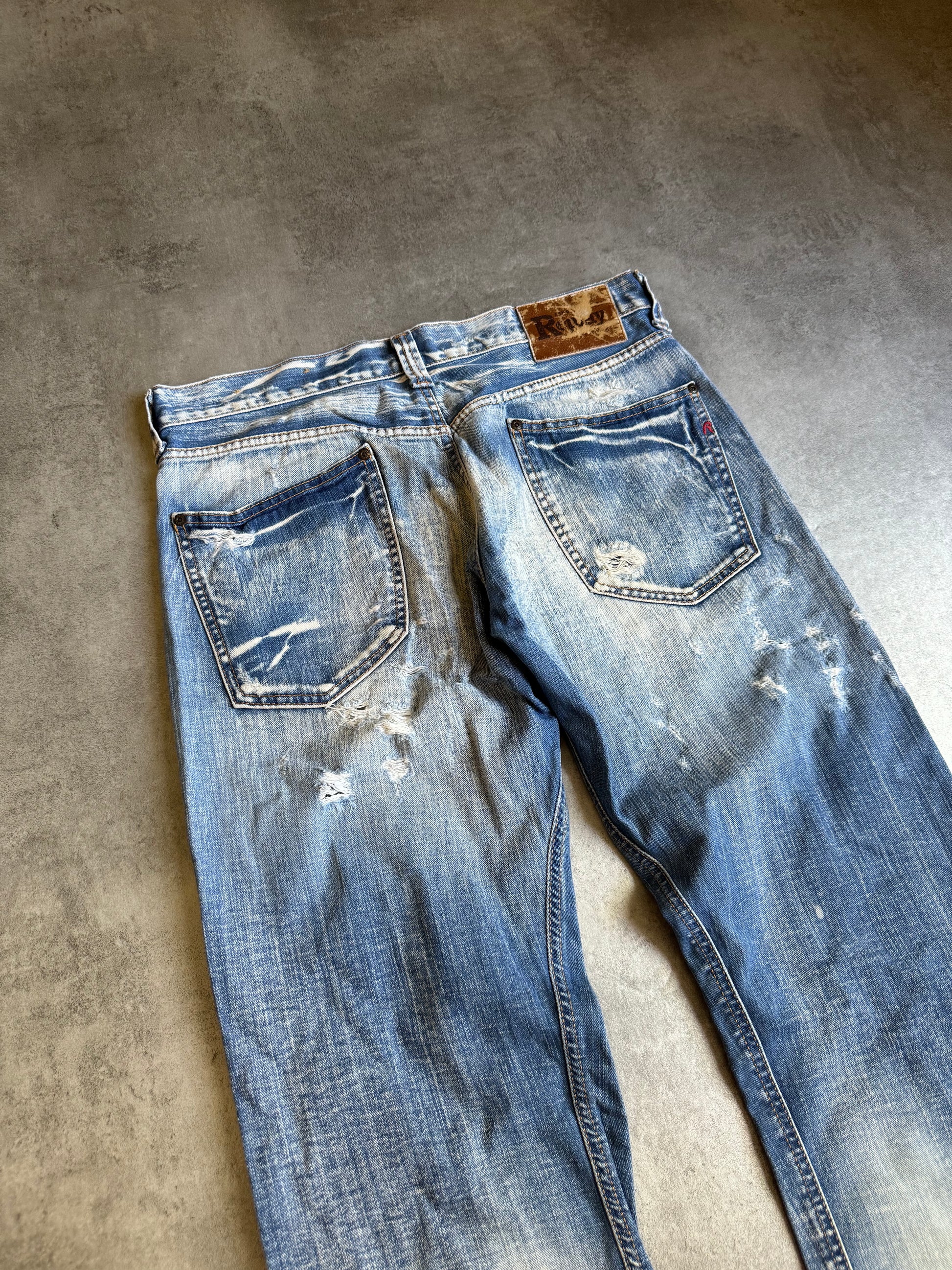 2000s Replay Distressed Straight Relaxed Jeans  (L) - 4