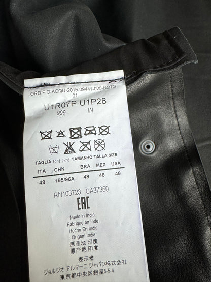 AW2015 Emporio Armani Black Minimalist Light Lamb Leather Jacket (S/M) - 9