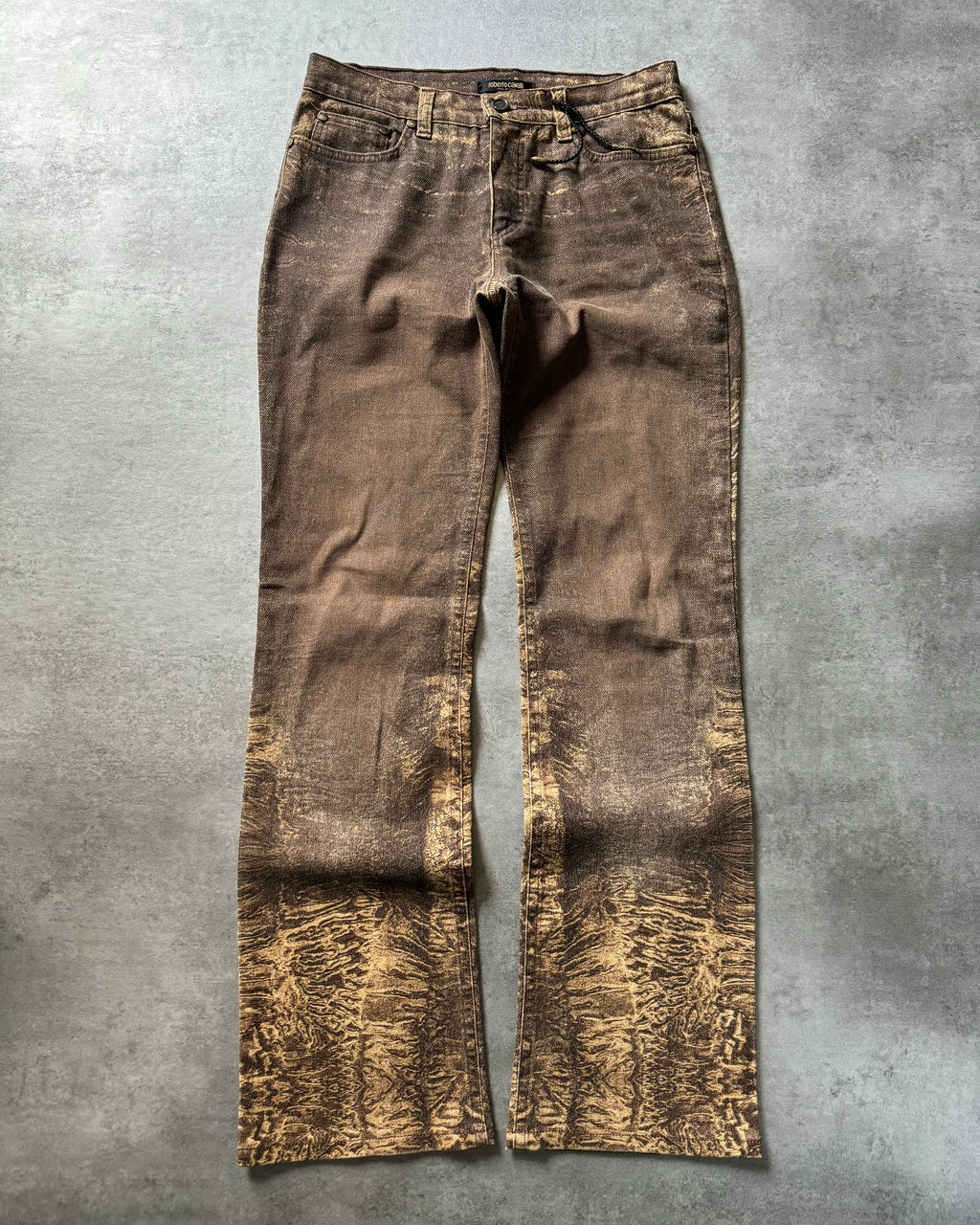 2000s Roberto Cavalli Arabic Brown Sand Erosion Pants (S) - 1