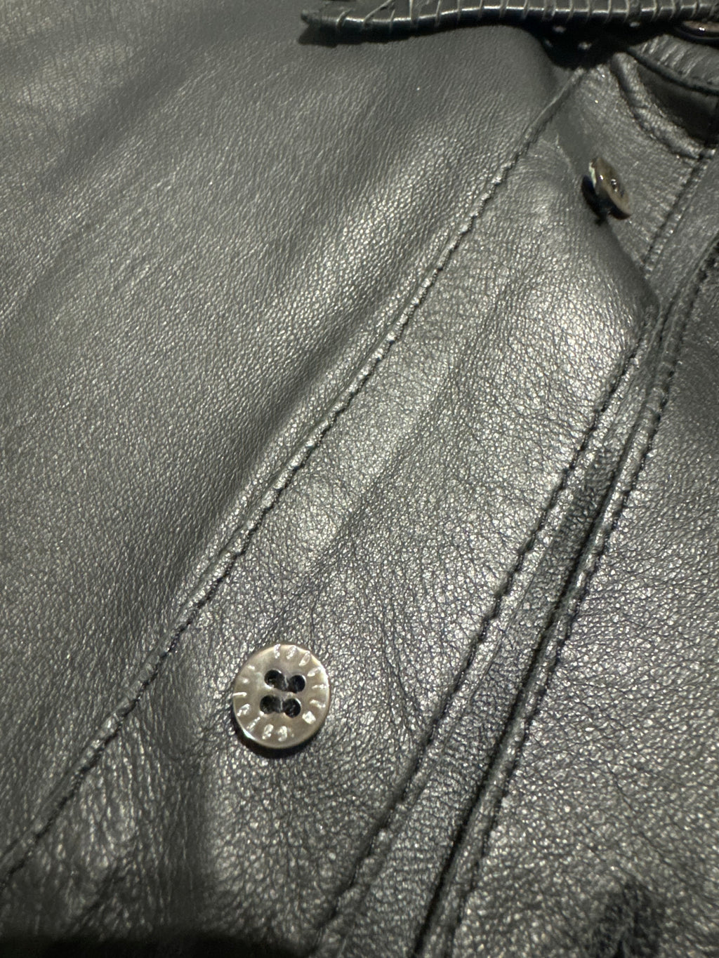 AW2000 Roberto Cavalli Black Minimalist Premium Leather Shirt (S) - 8