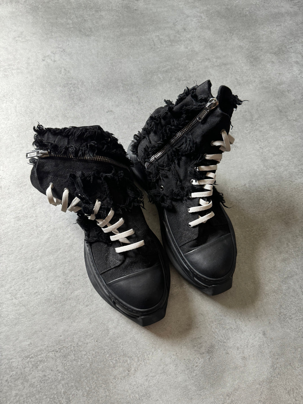 Rick Owens DRKSHDW Abstract Gethsemane Distressed Black Shoes Rick Owens DRKSHDW Abstract Gethsemane Distressed Black Shoes