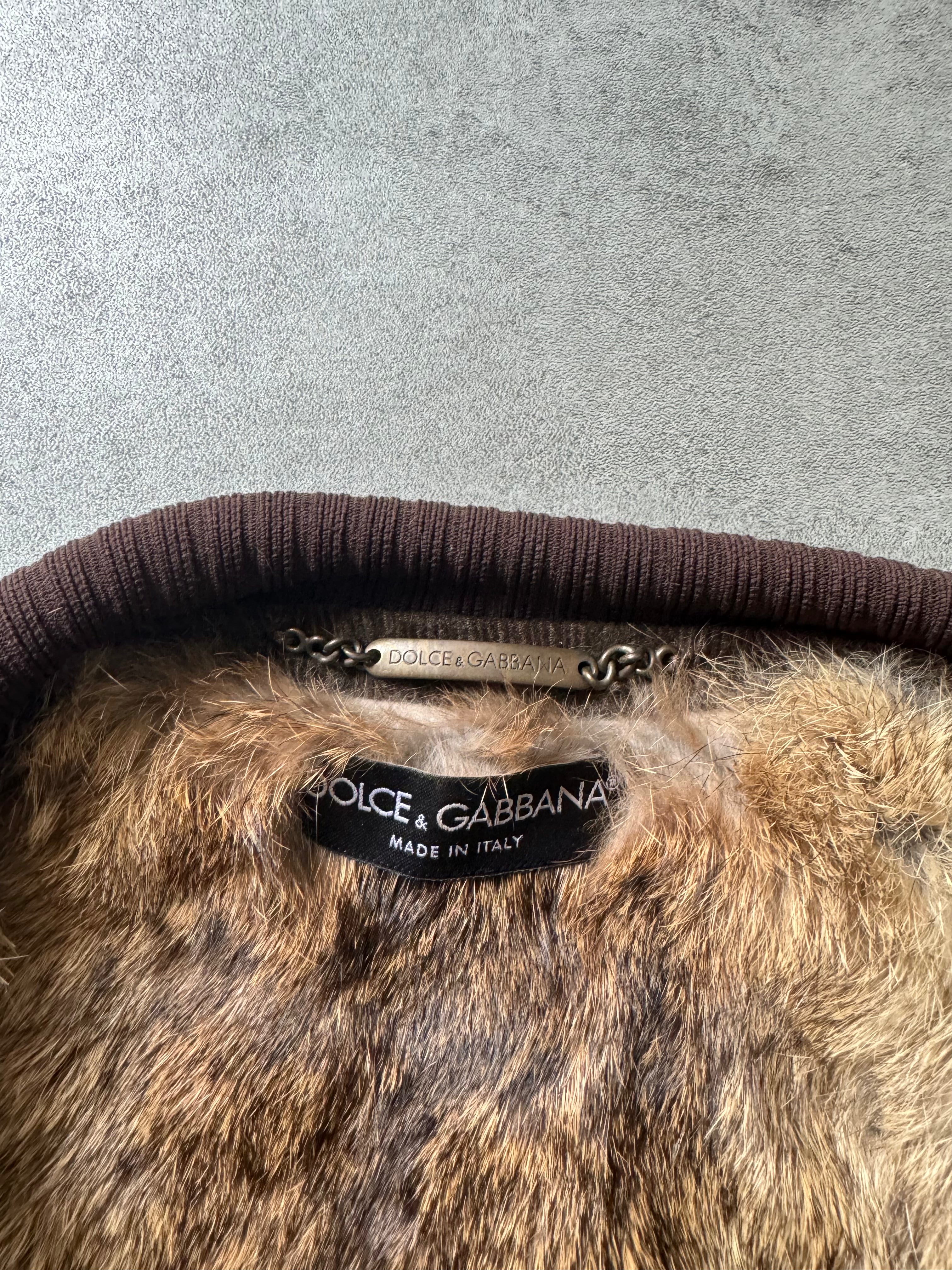 AW2002 Dolce & Gabbana Multi Pockets Rabbit Velvet Bomber Jacket (XS) - 6