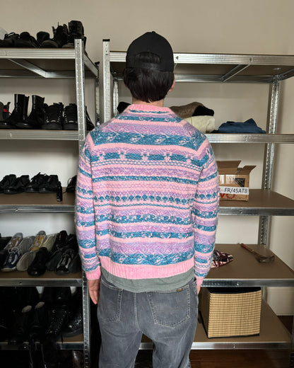 FW2019 Acne Studios Striped Intarsia Knit Pink Jacquard Sweater (L) - 4