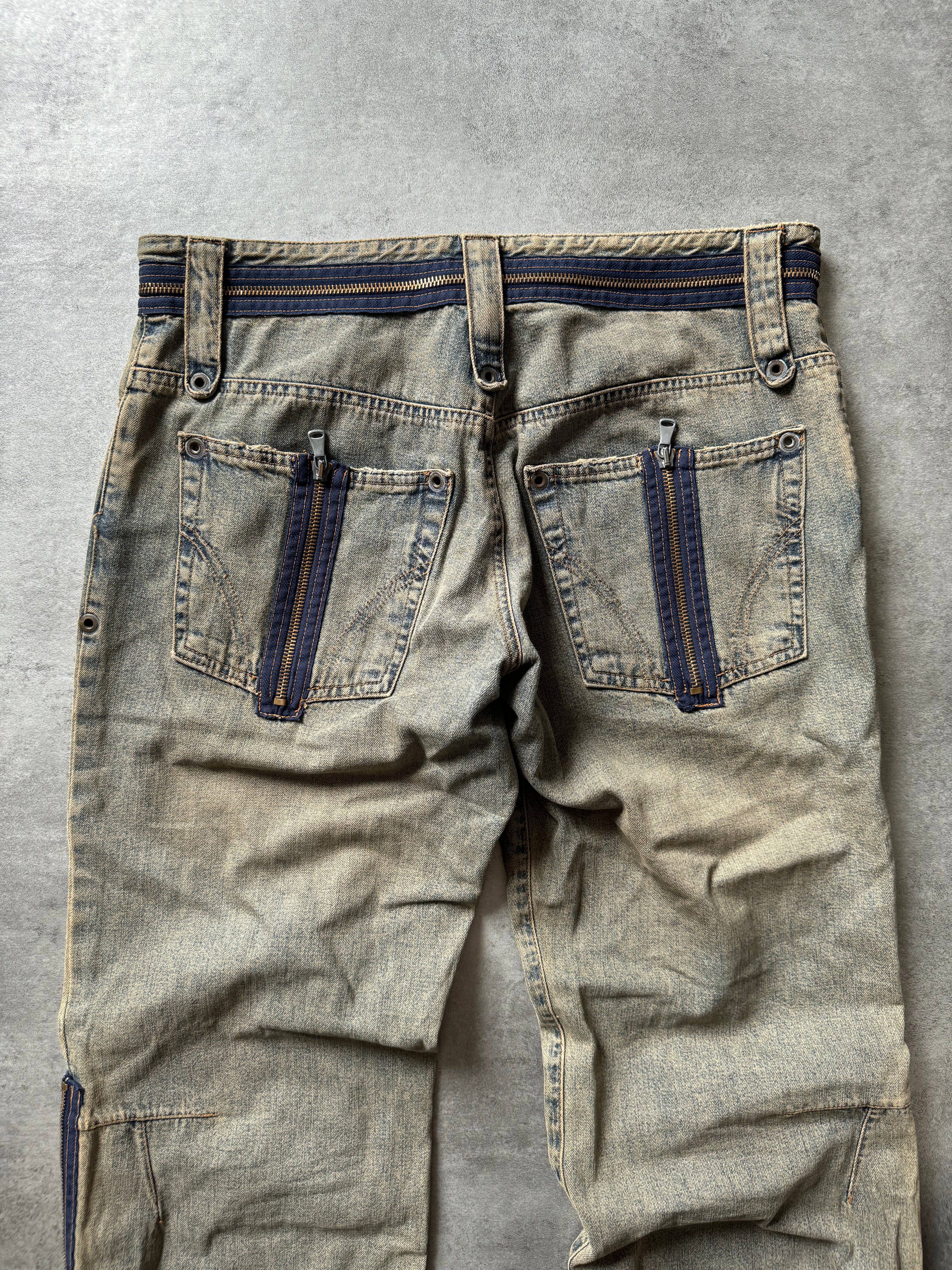 AW2003 Dolce & Gabbana Multi Zips Blue Denim Jeans (M) - 4