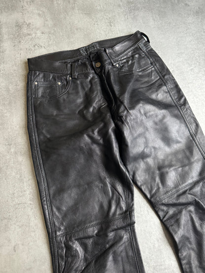 2000s Versace Black Leather Pants (S) - 4