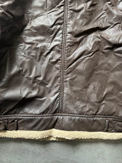 1990s Armani Shearling Brown Leather Jacket (L) - 6