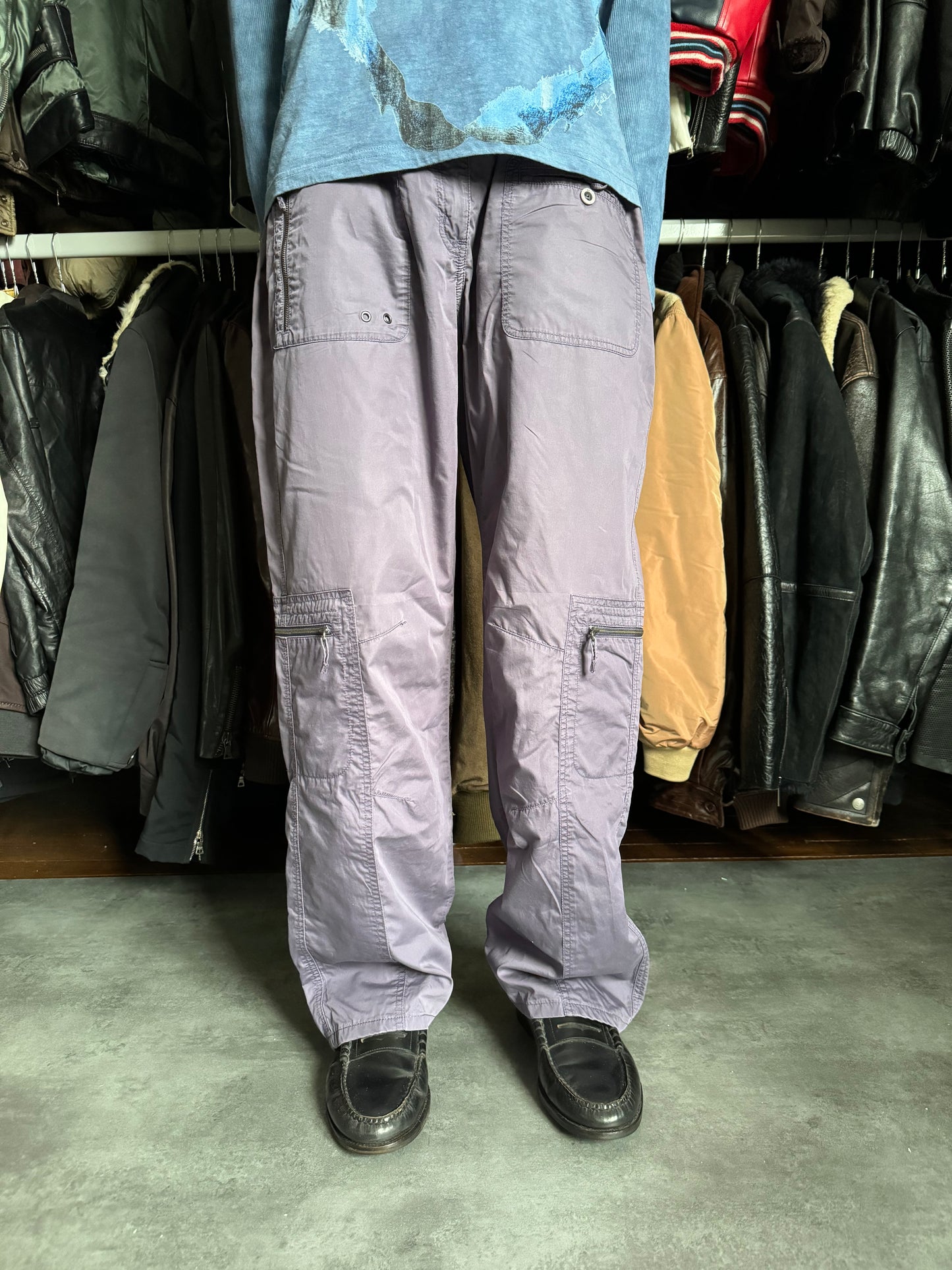 2000s Armani Purple Relaxed Cargo Pants (L) - 3