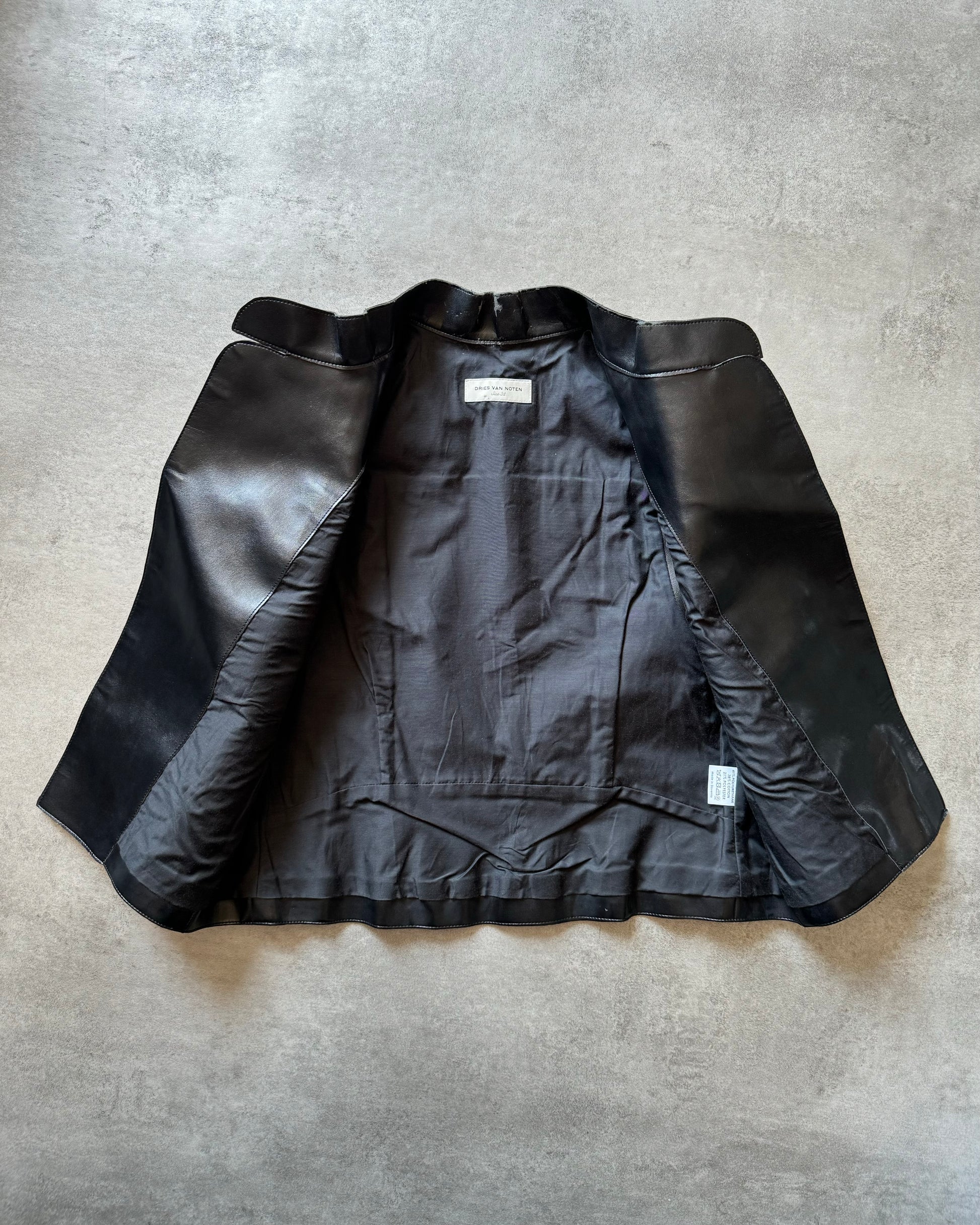 Dries Van Noten Black Leather Sleeveless jacket (XS) - 4