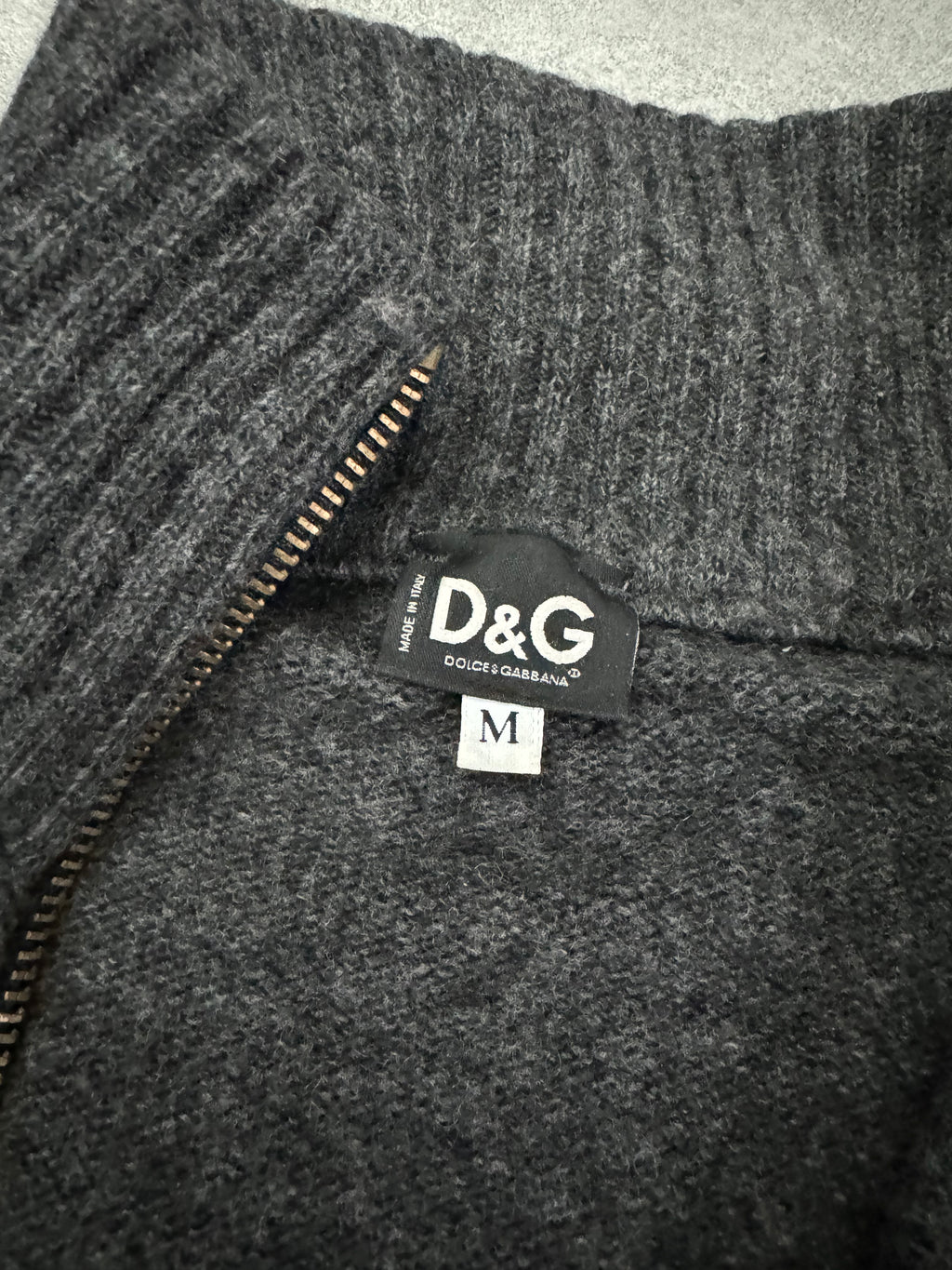 2000s Dolce & Gabbana Asymmetrical Grey Wool Zip-up (M) - 6