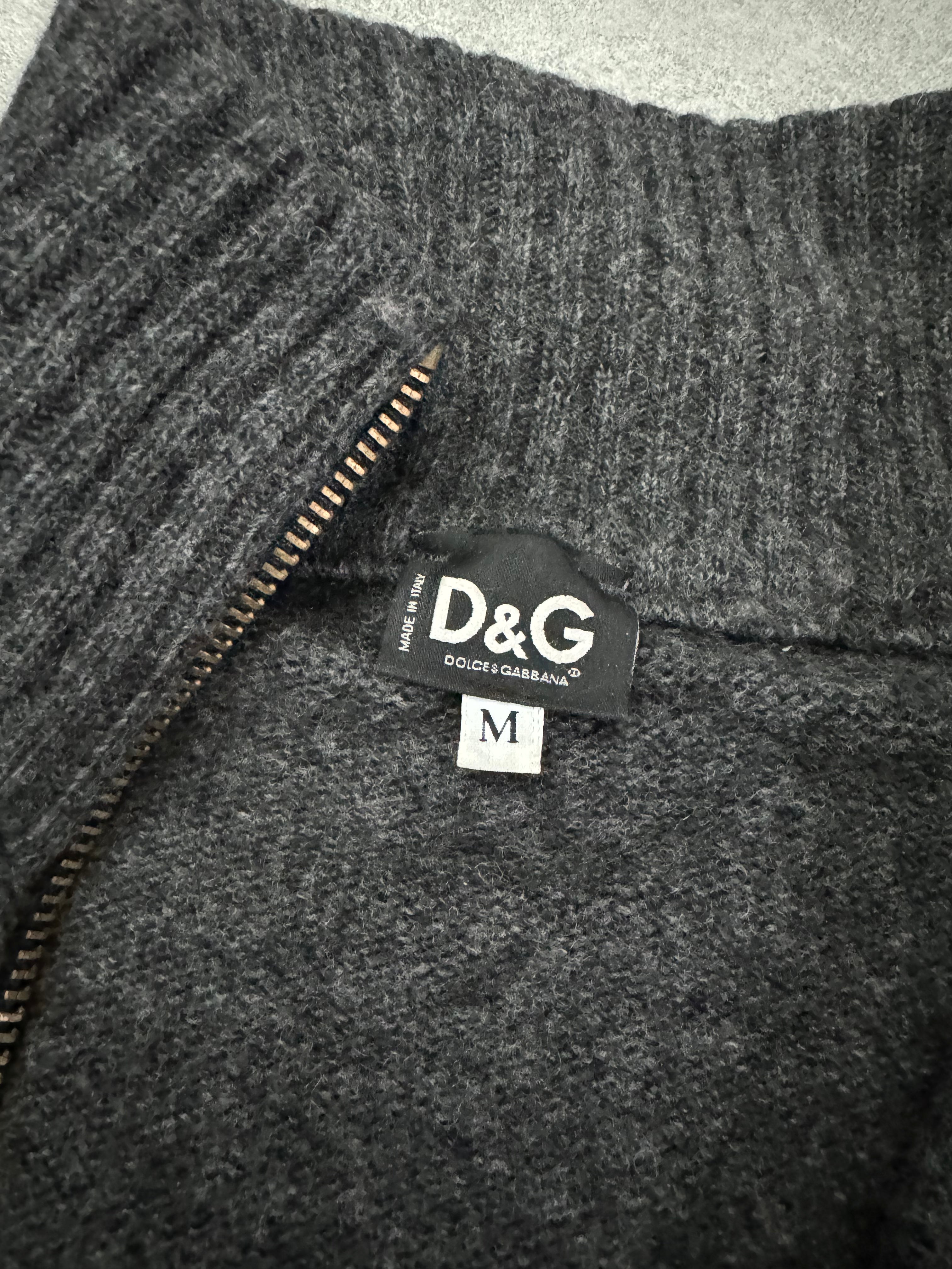 2000s Dolce & Gabbana Asymmetrical Grey Wool Zip-up (M) - 6