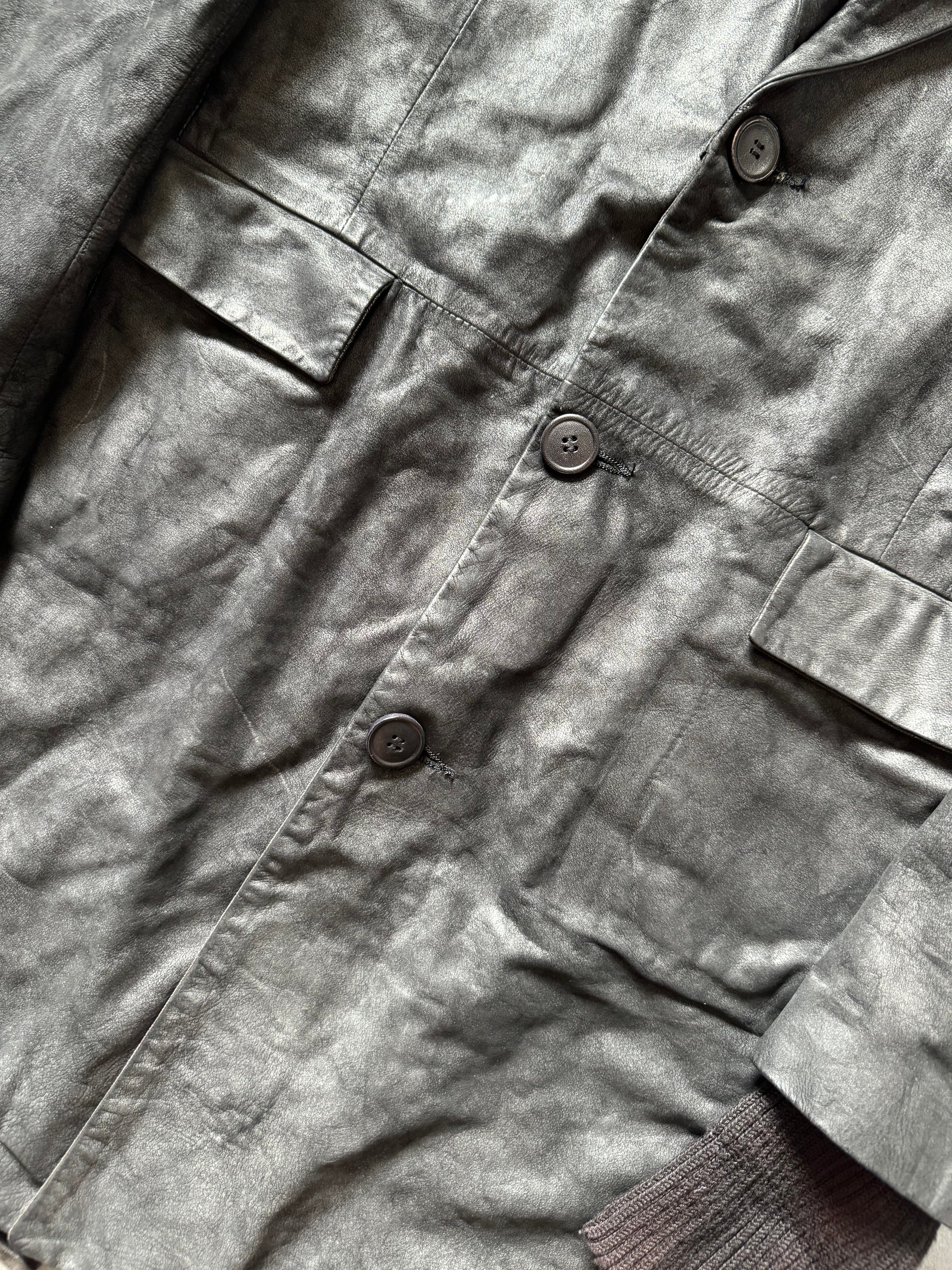 Isaac Sellam Experience Brut Shadow Dark Leather Trench Jacket (L) - 9