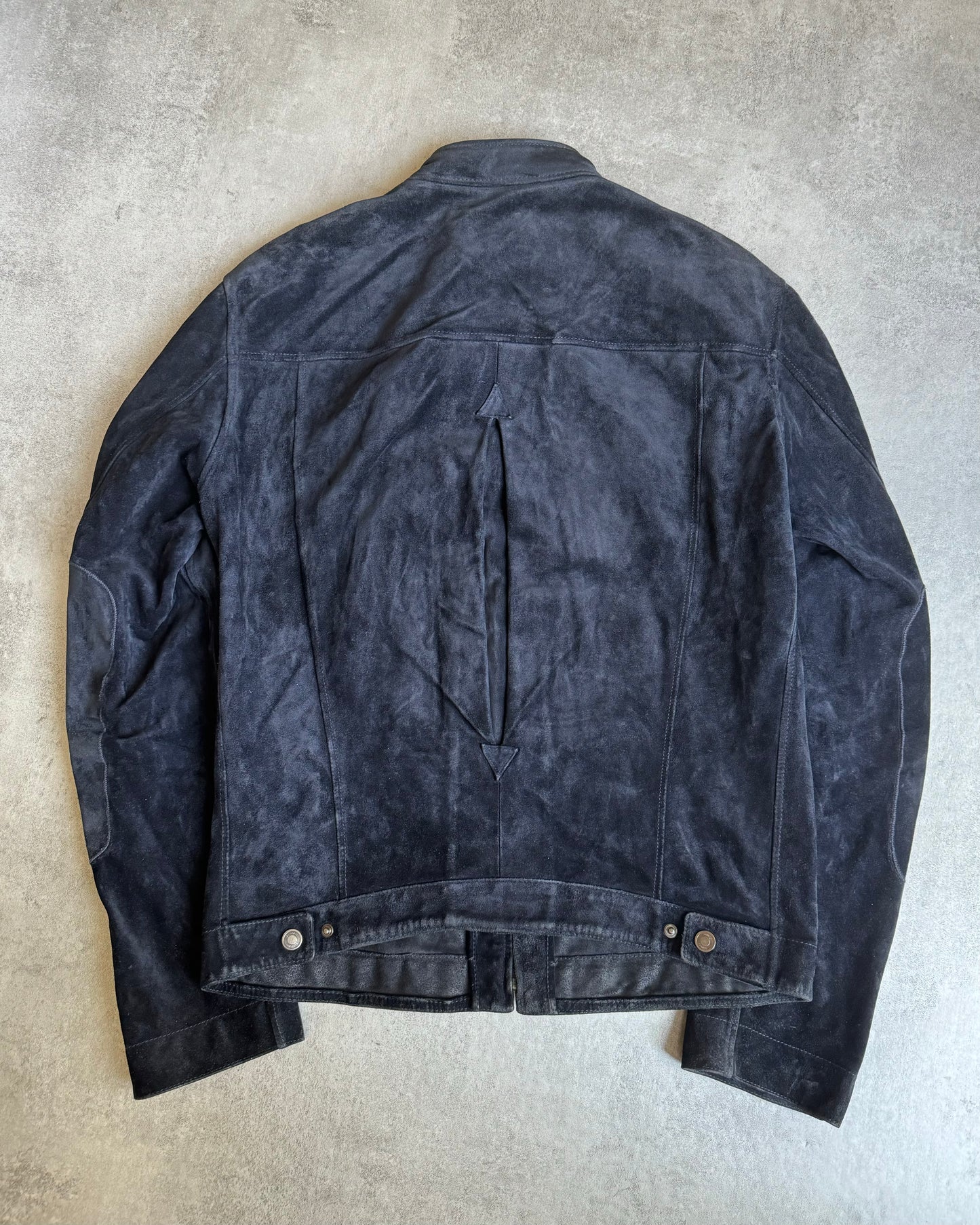 SS2004 Gucci Navy Suede Pire Biker Jacket by Tom Ford (M) - 2