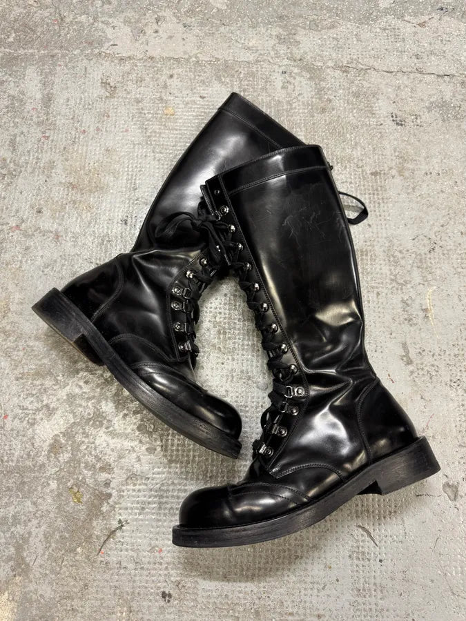 2000 Dolce & Gabbana Embellished Black Ankle Leather Boots (39eu/us6.5) nBmqGeS 1